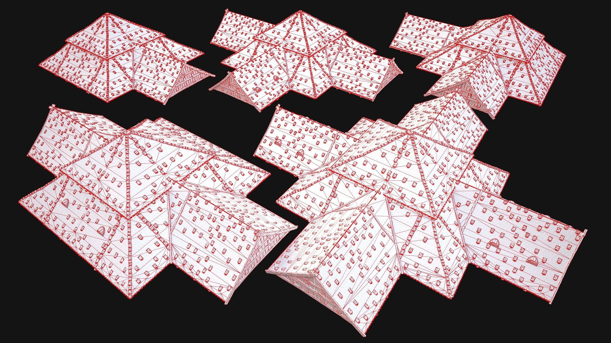 Medieval Roof Tile Modular Low-poly 3D model_38