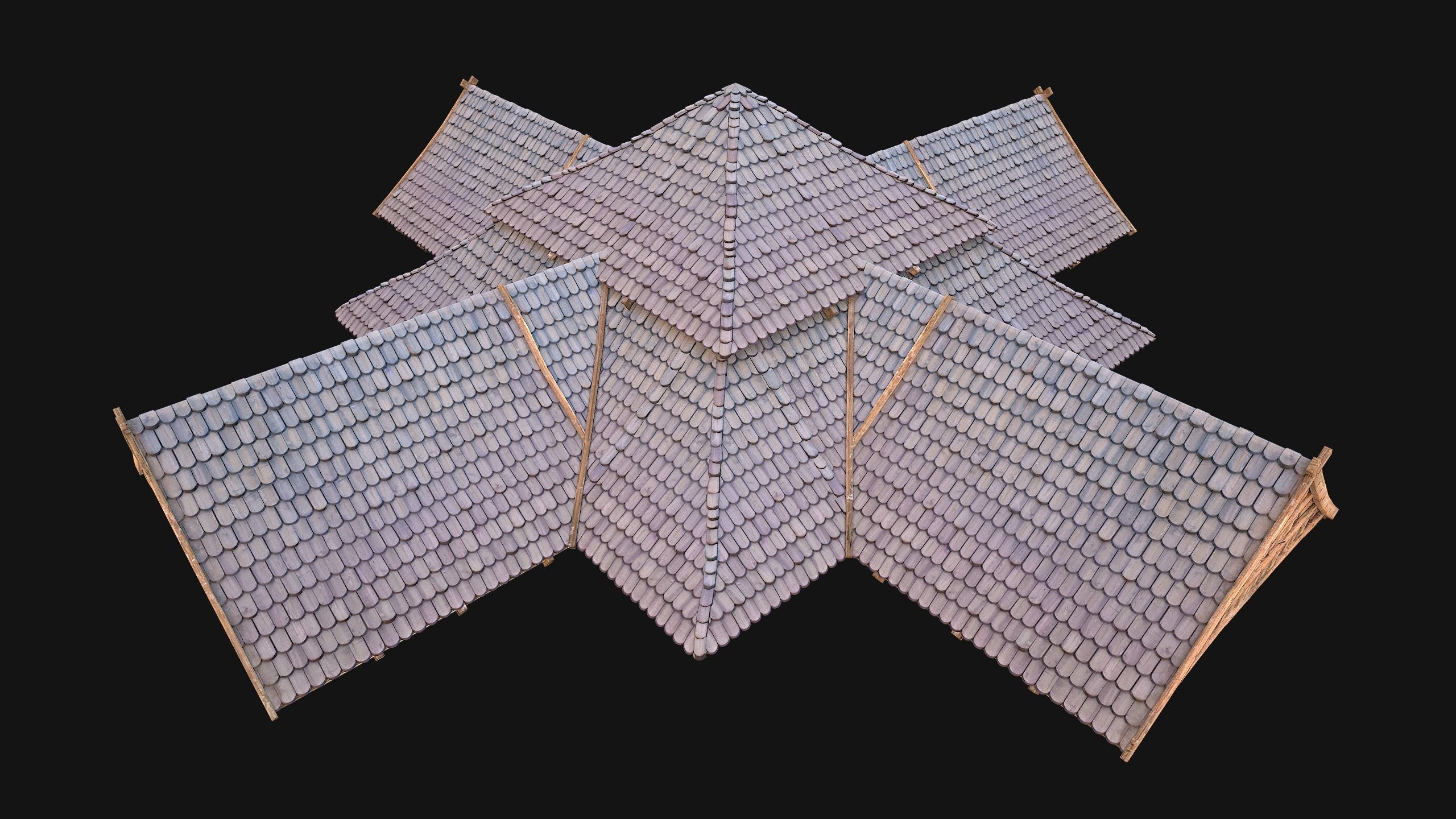 Medieval Roof Tile Modular Low-poly 3D model_11