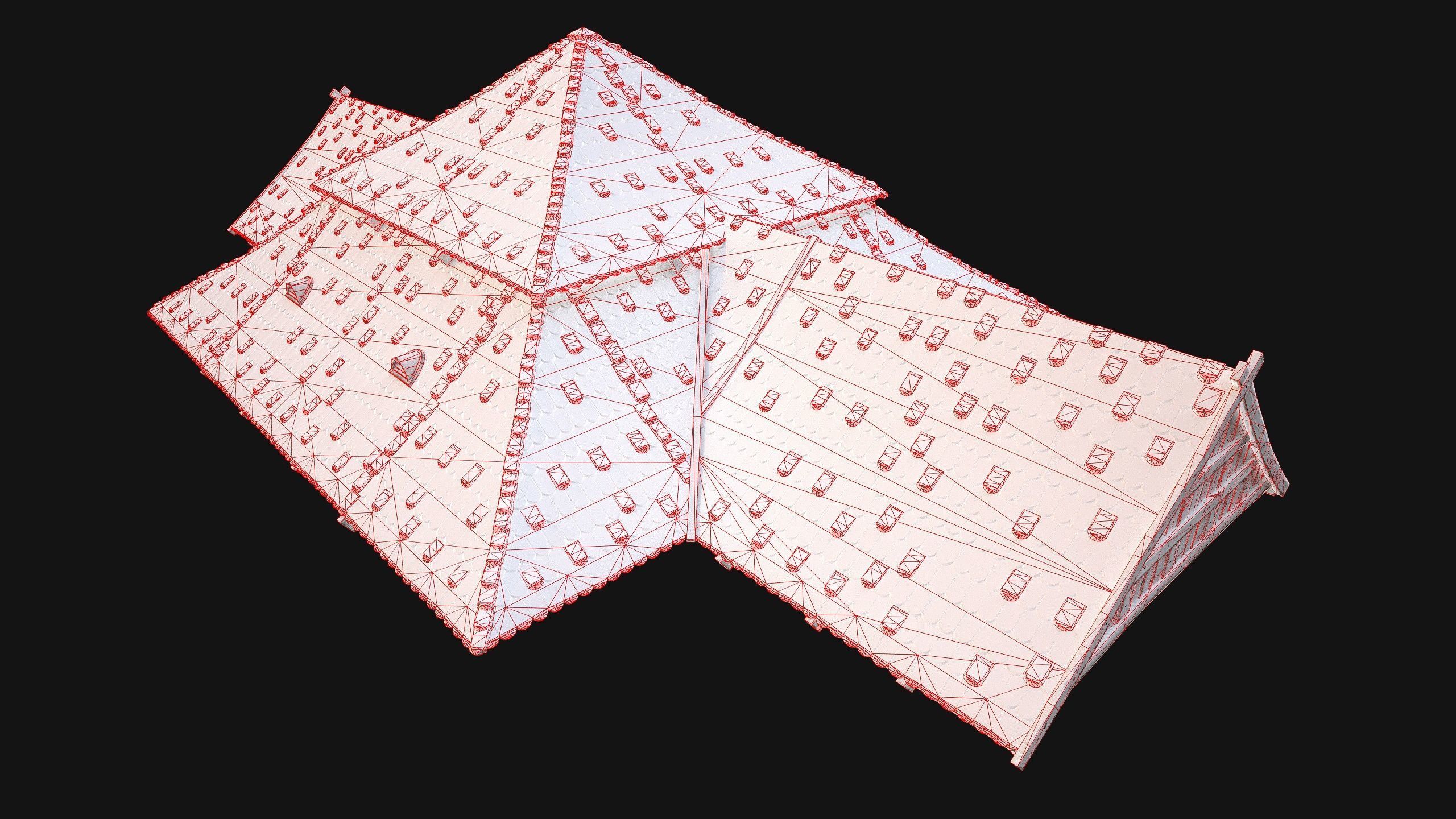 Medieval Roof Tile Modular Low-poly 3D model_41