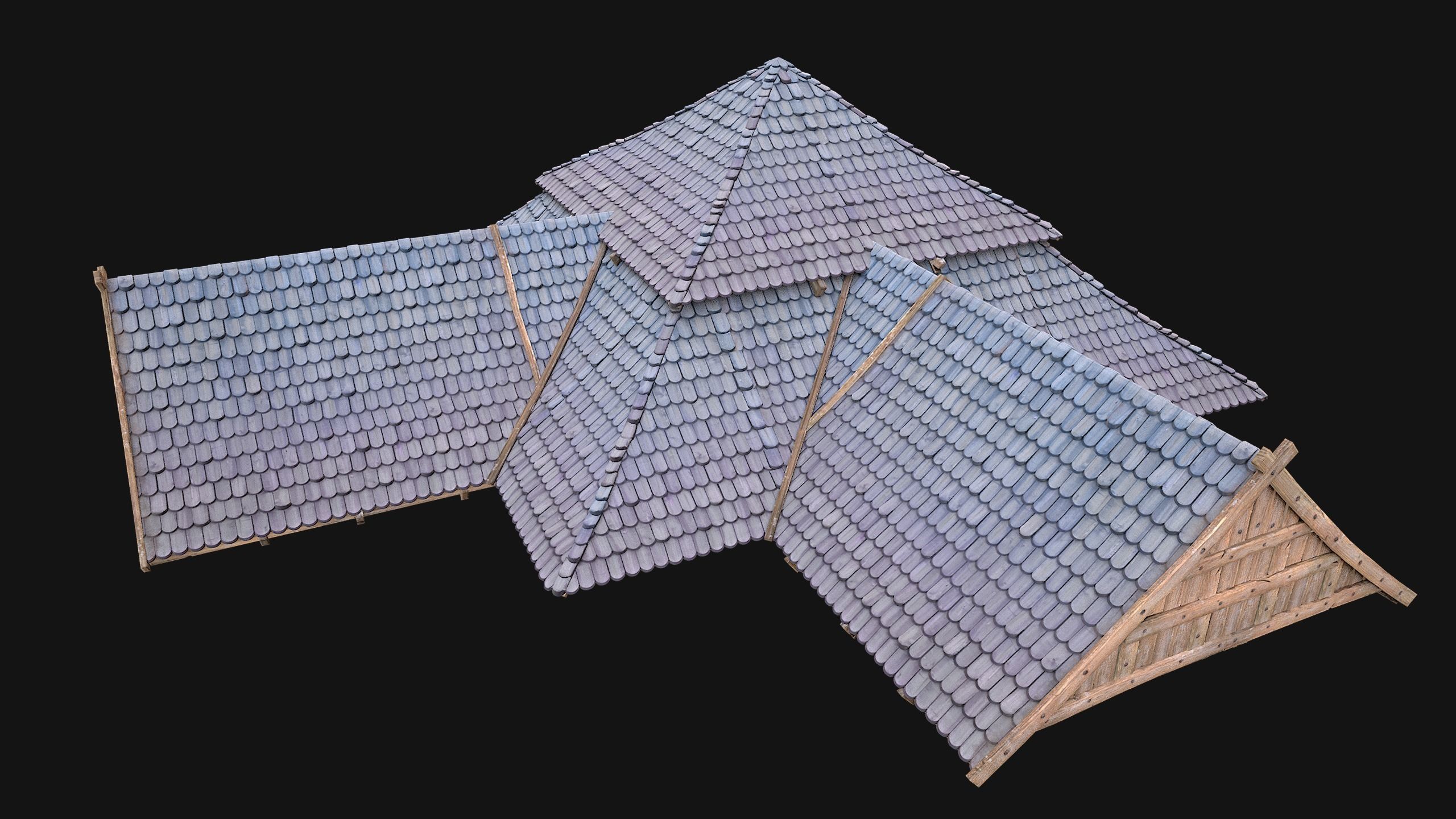 Medieval Roof Tile Modular Low-poly 3D model_20