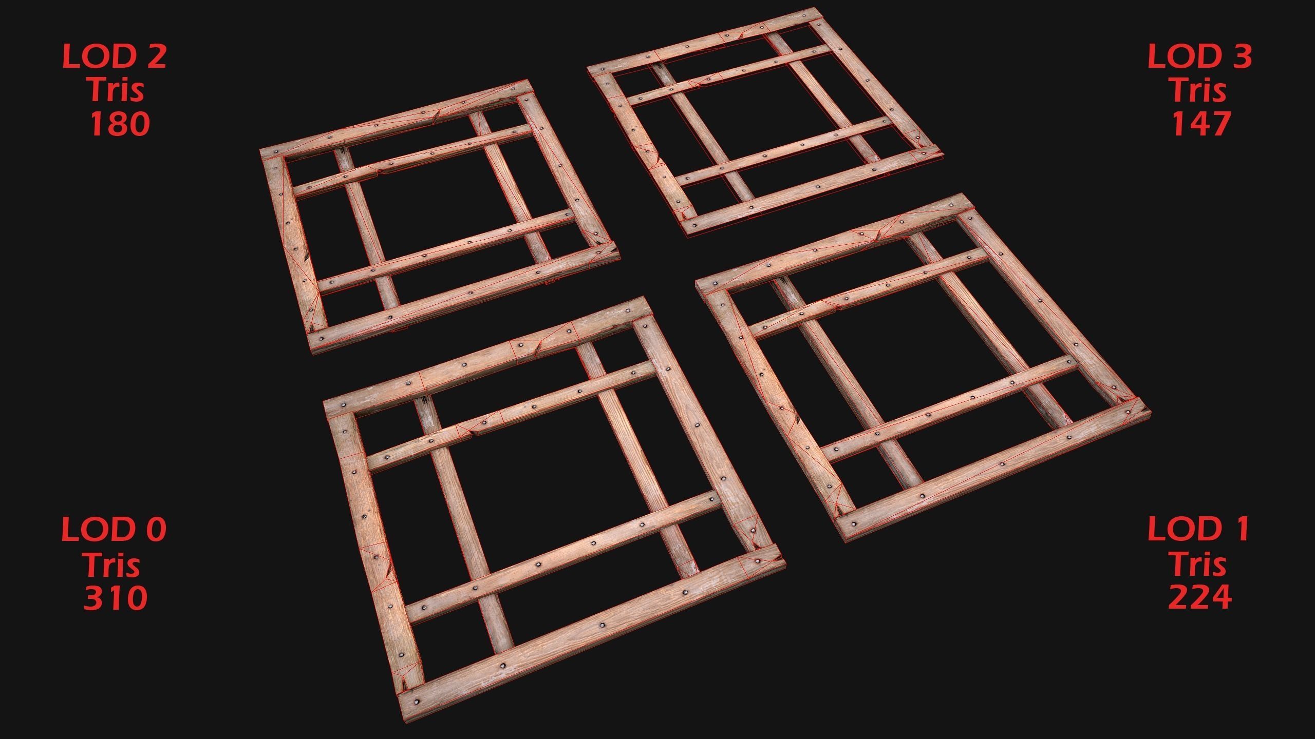 Medieval Roof Tile Modular Low-poly 3D model_22