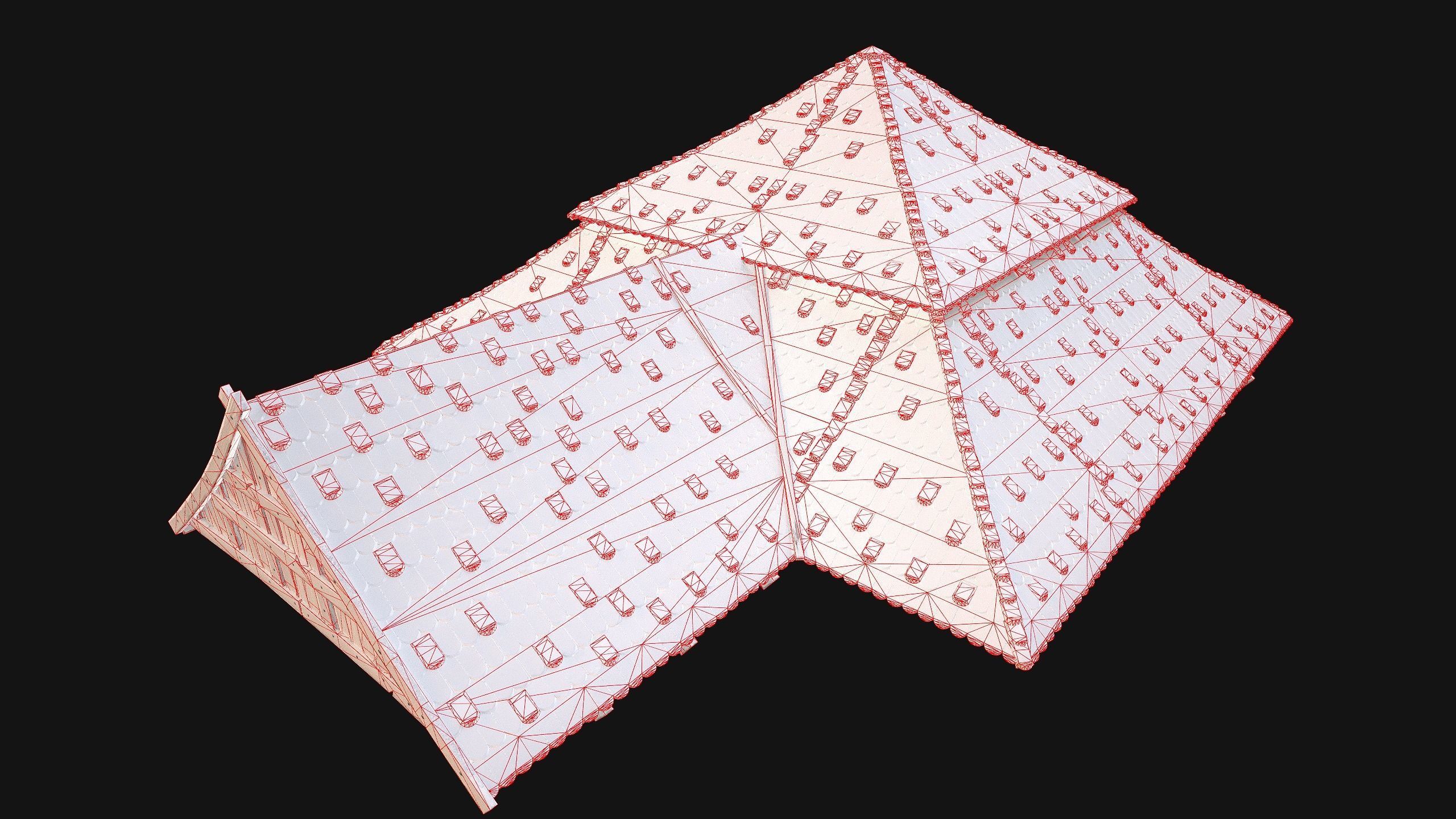 Medieval Roof Tile Modular Low-poly 3D model_43