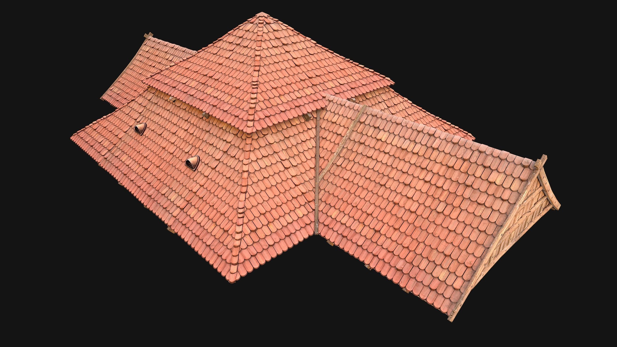 Medieval Roof Tile Modular Low-poly 3D model_16