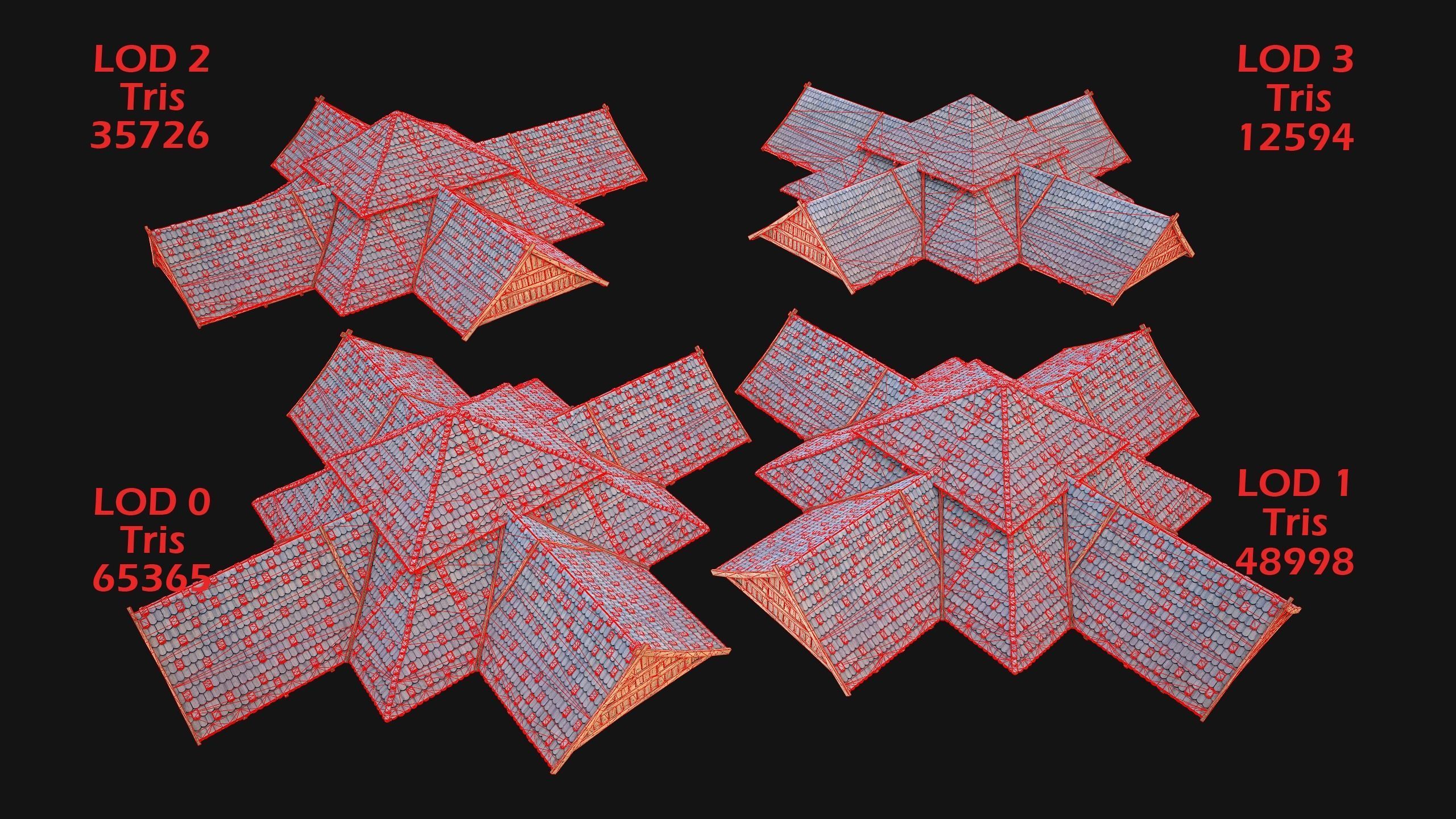 Medieval Roof Tile Modular Low-poly 3D model_9