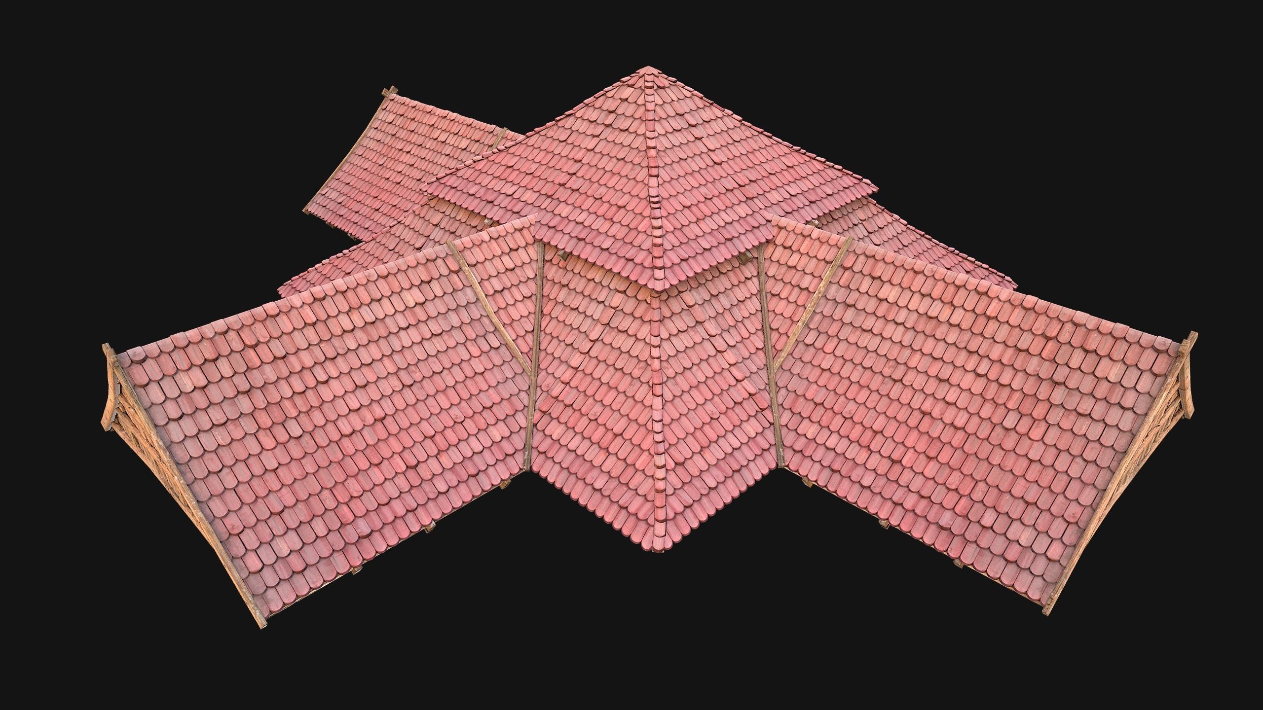 Medieval Roof Tile Modular Low-poly 3D model_14