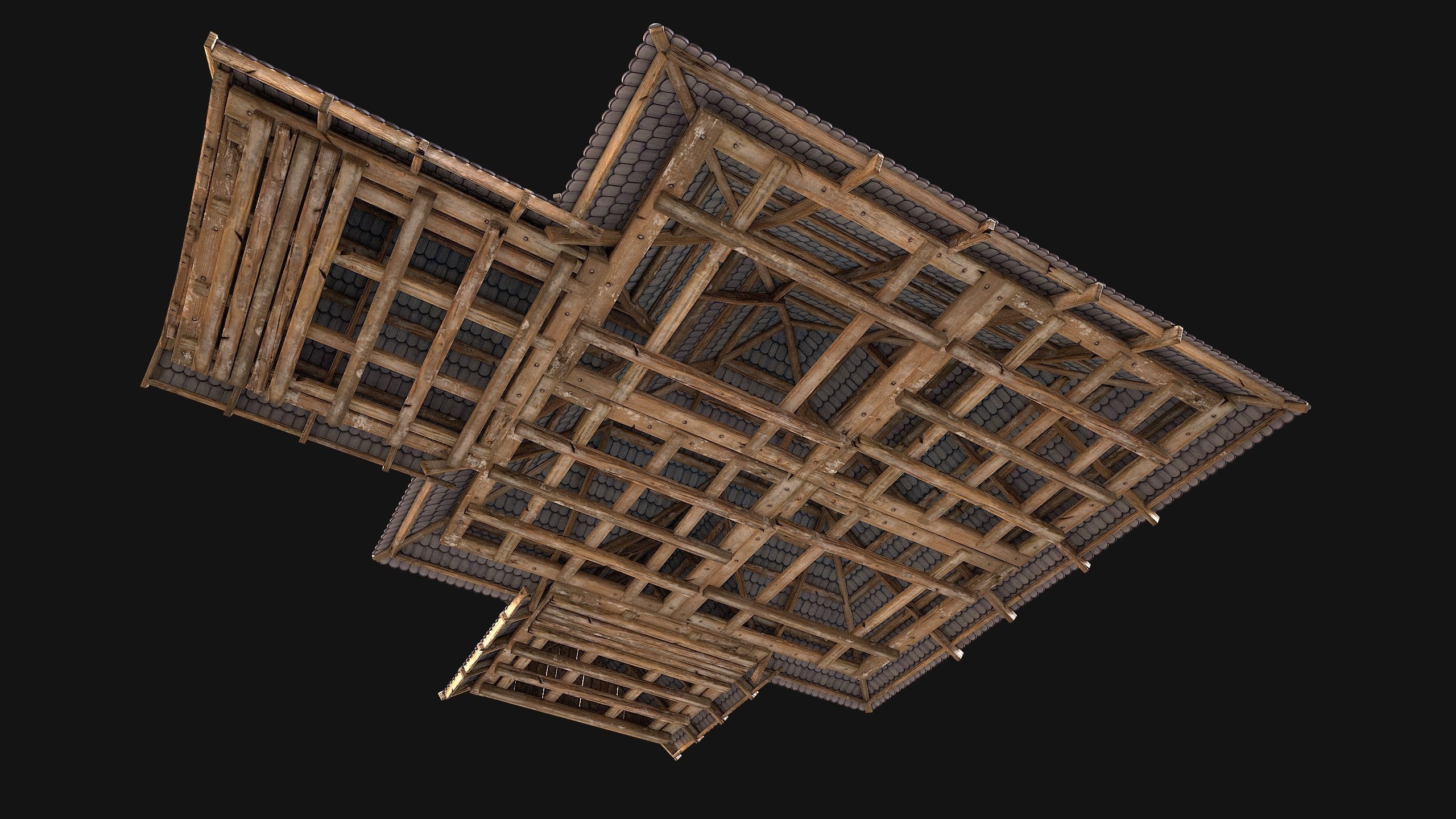 Medieval Roof Tile Modular Low-poly 3D model_35