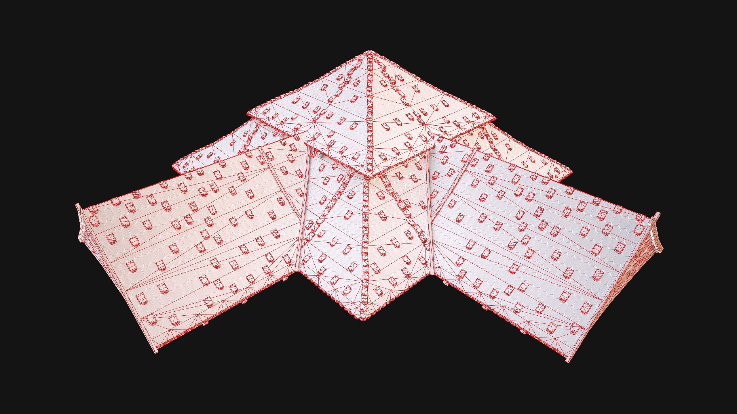 Medieval Roof Tile Modular Low-poly 3D model_42