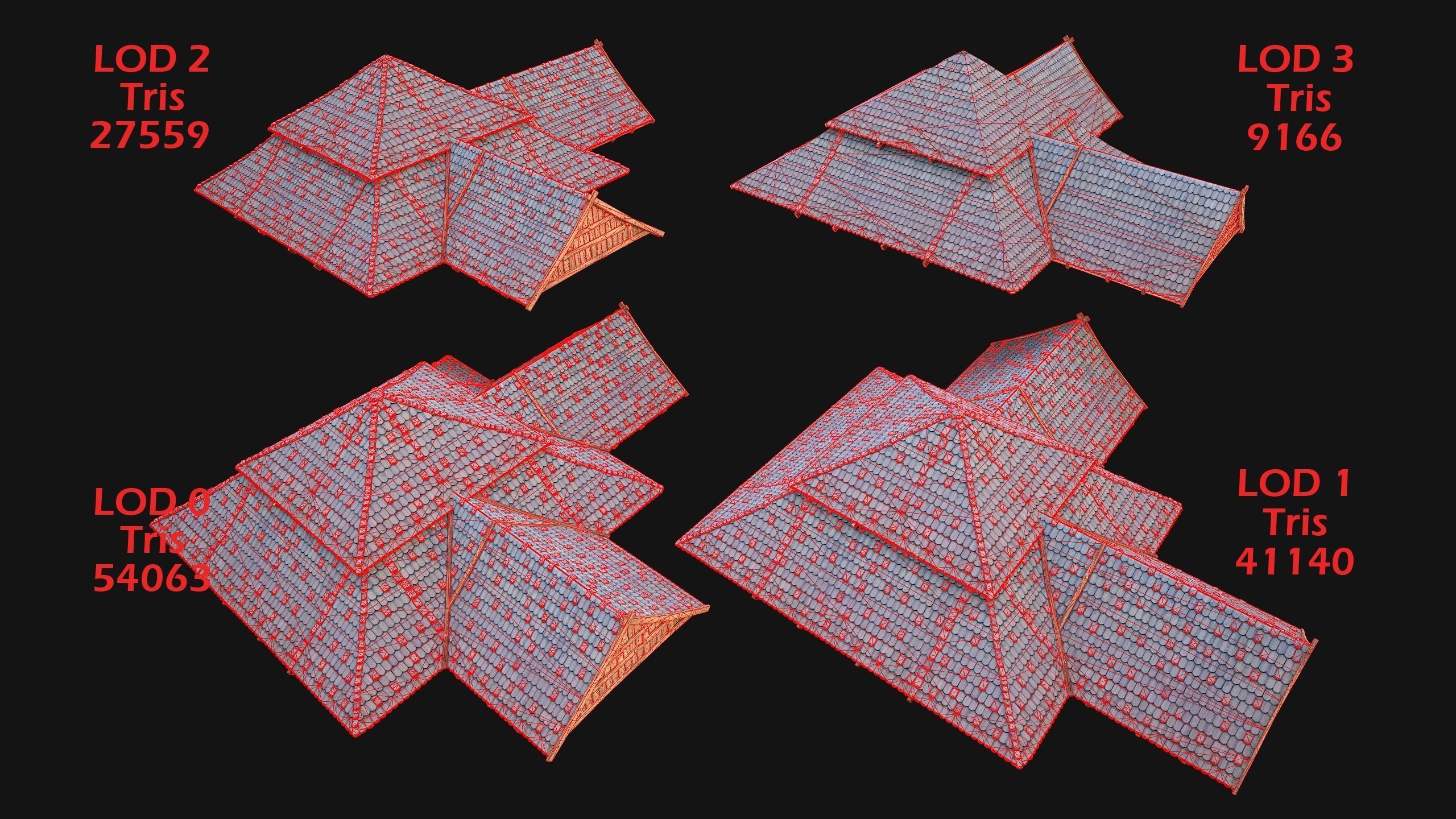 Medieval Roof Tile Modular Low-poly 3D model_18