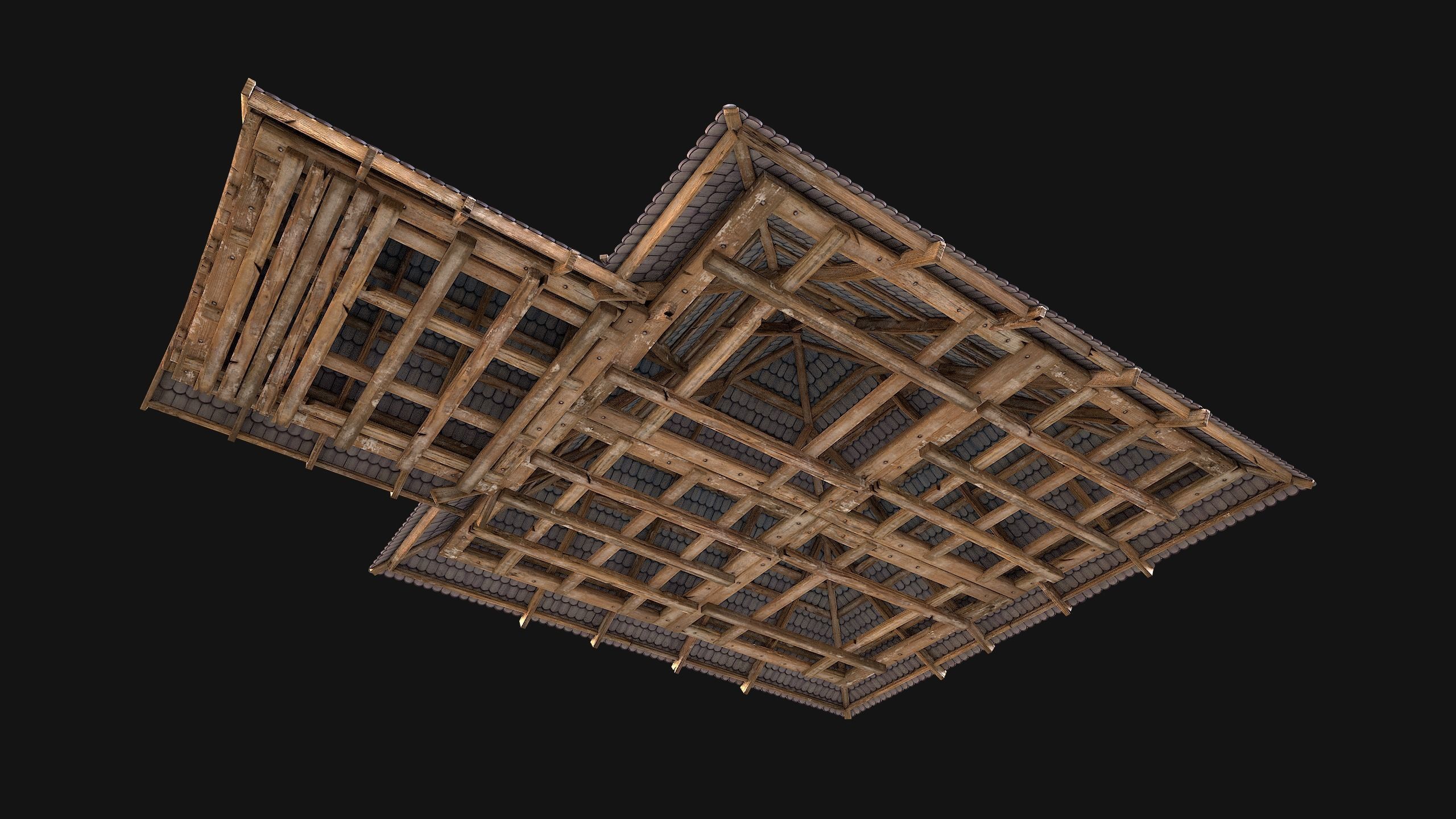 Medieval Roof Tile Modular Low-poly 3D model_34