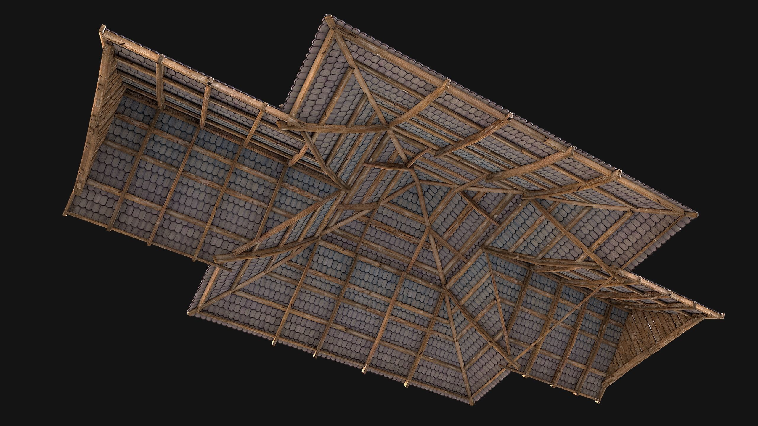 Medieval Roof Tile Modular Low-poly 3D model_3