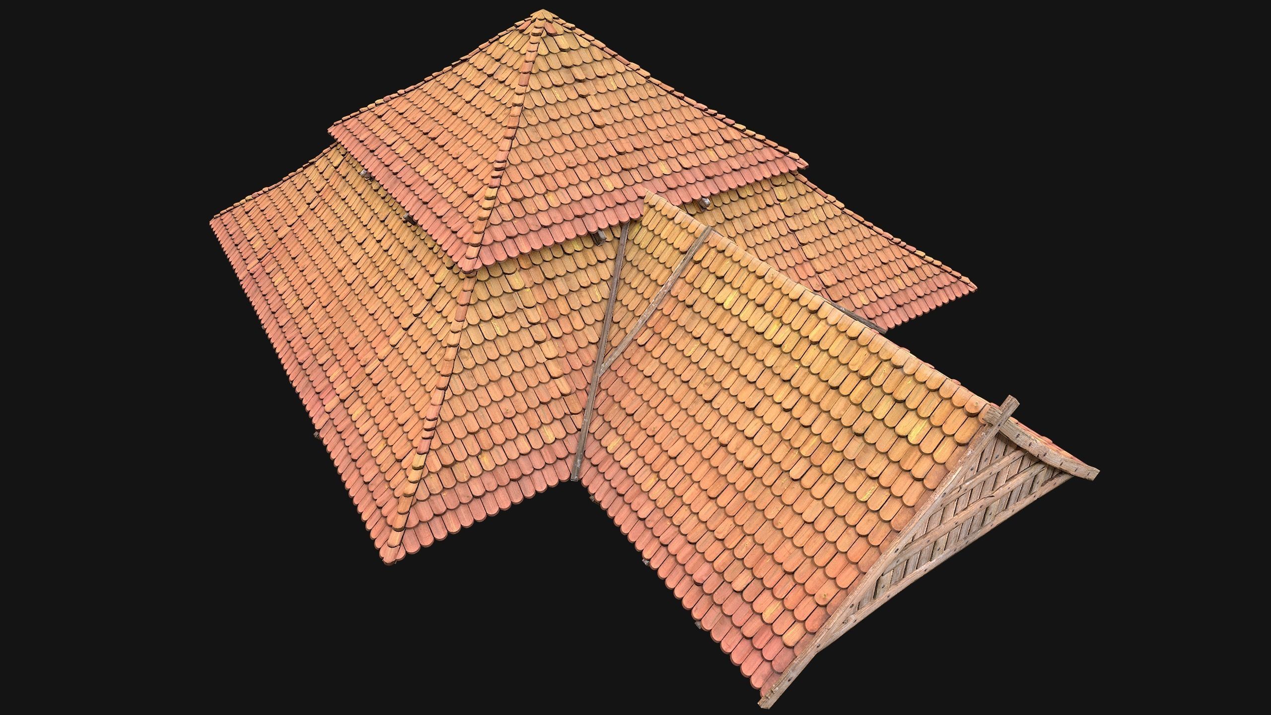 Medieval Roof Tile Modular Low-poly 3D model_8