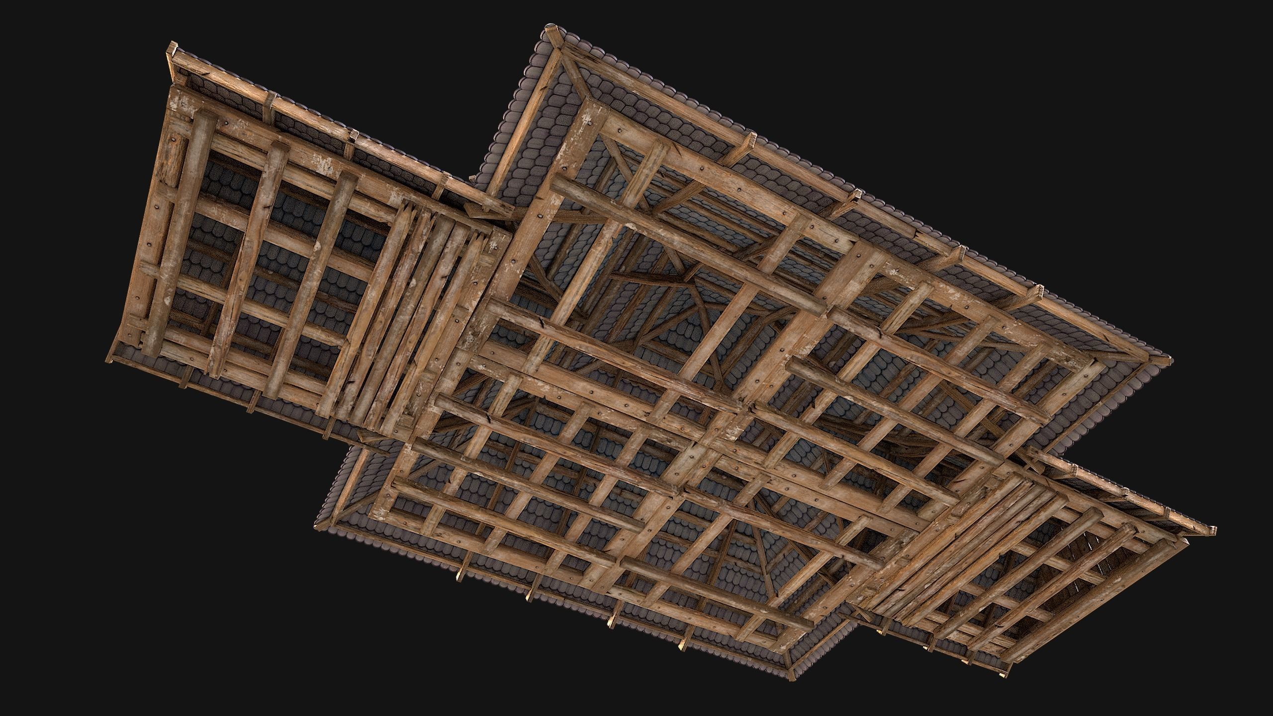 Medieval Roof Tile Modular Low-poly 3D model_2