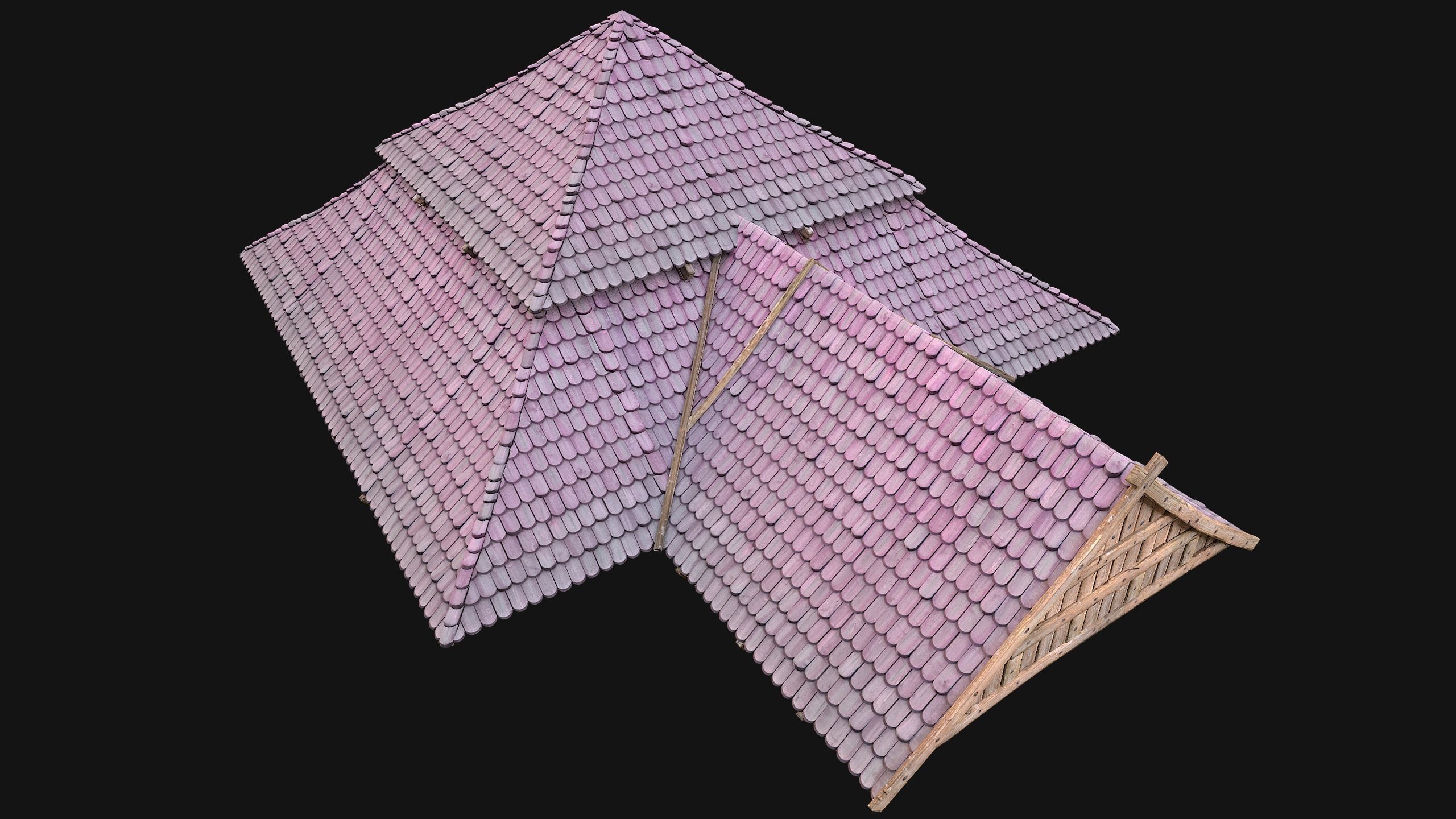 Medieval Roof Tile Modular Low-poly 3D model_7