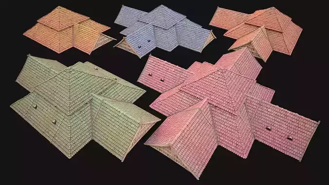 Medieval Roof Tile Modular Low-poly 3D model