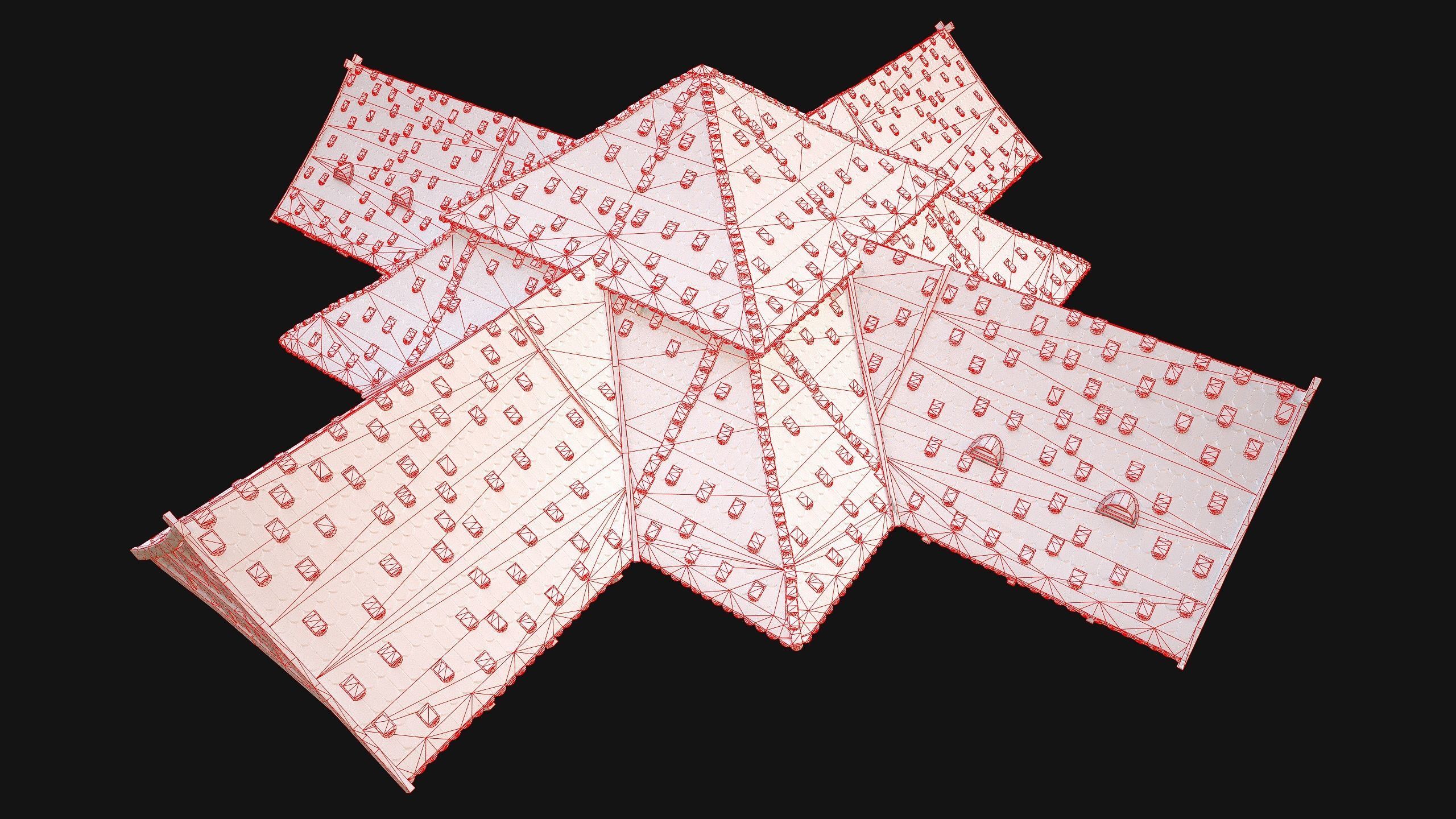 Medieval Roof Tile Modular Low-poly 3D model_39