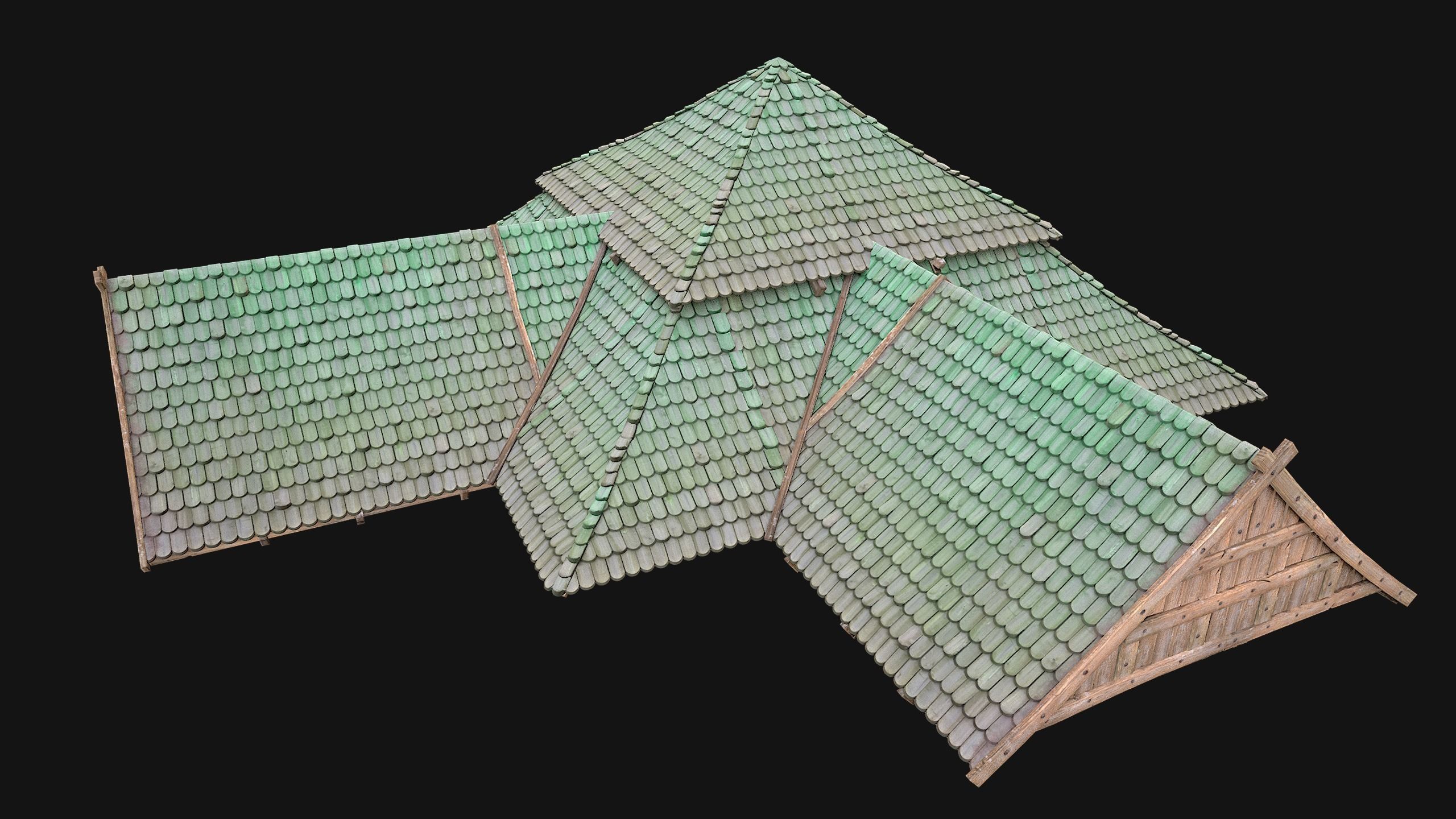 Medieval Roof Tile Modular Low-poly 3D model_19