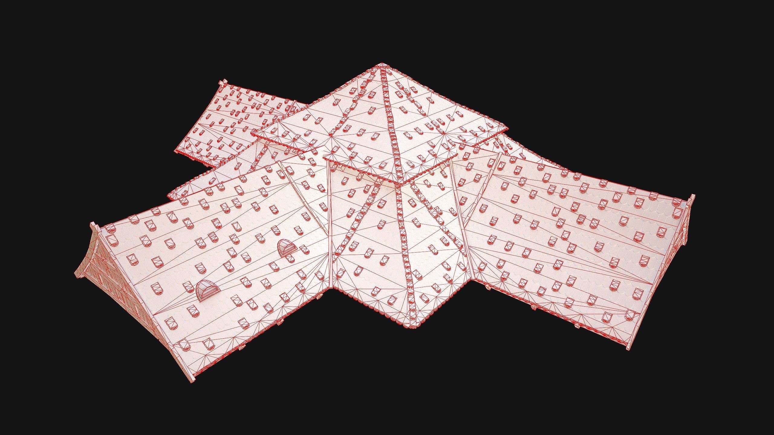 Medieval Roof Tile Modular Low-poly 3D model_40