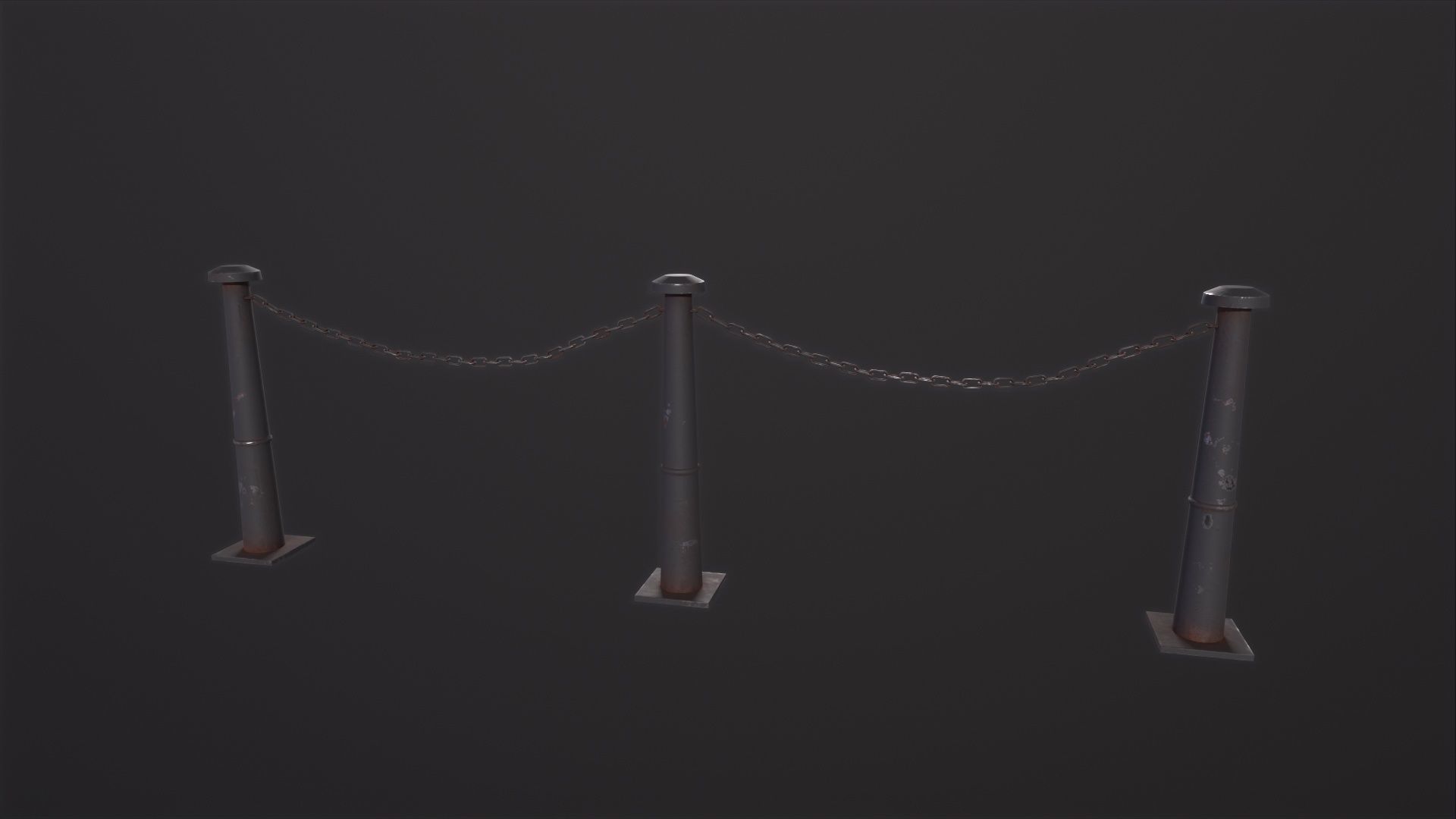 Iron Chain Barrier 3D Model Low-poly 3D model_6