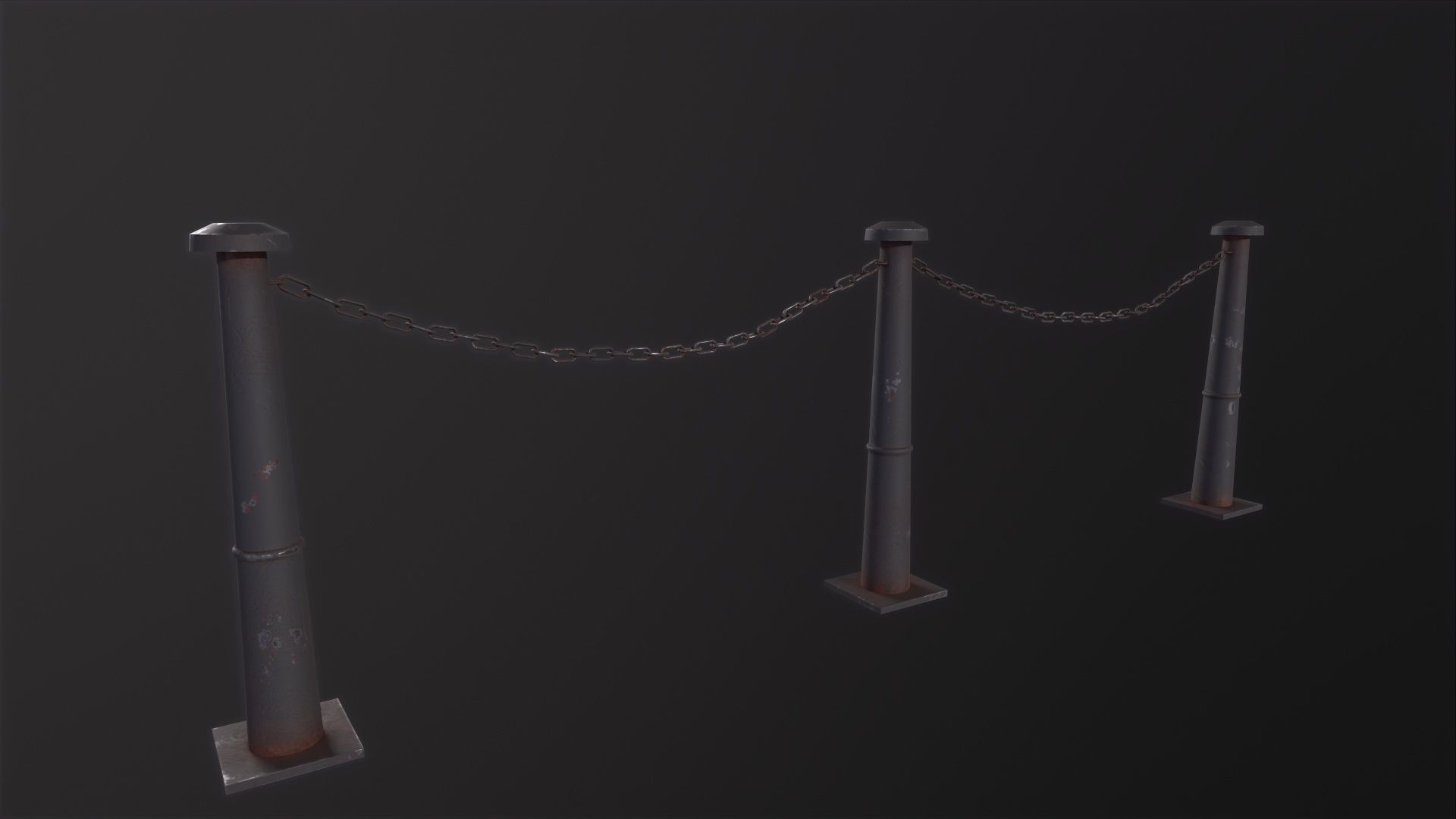 Iron Chain Barrier 3D Model Low-poly 3D model_5