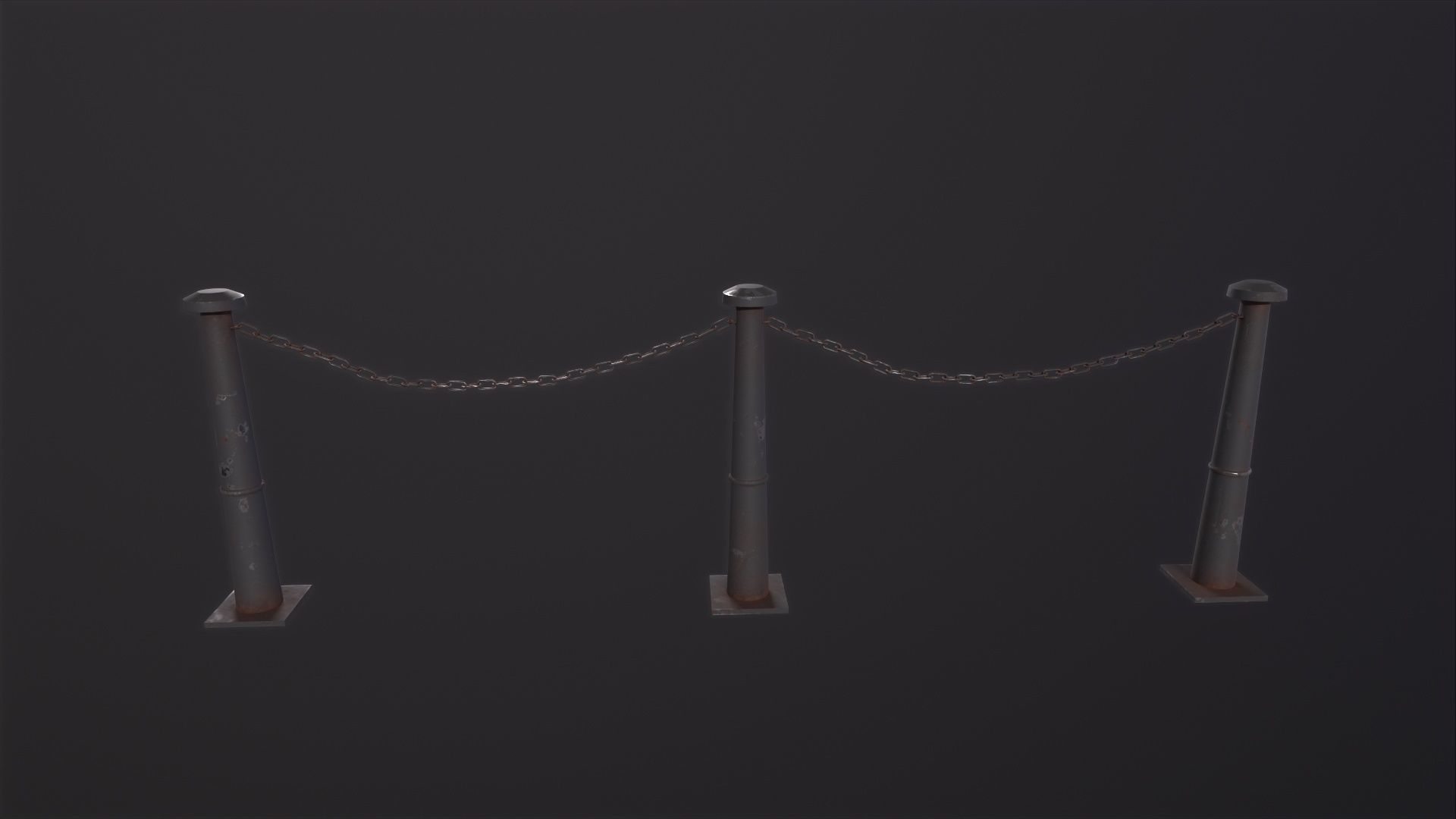 Iron Chain Barrier 3D Model Low-poly 3D model_3