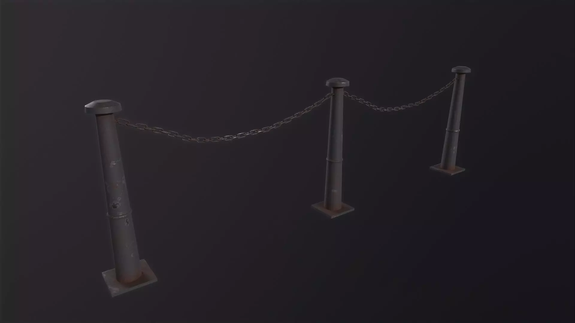 Iron Chain Barrier 3D Model Low-poly 3D model_0