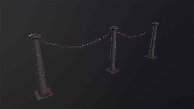 Iron Chain Barrier 3D Model  Low-poly 3D model