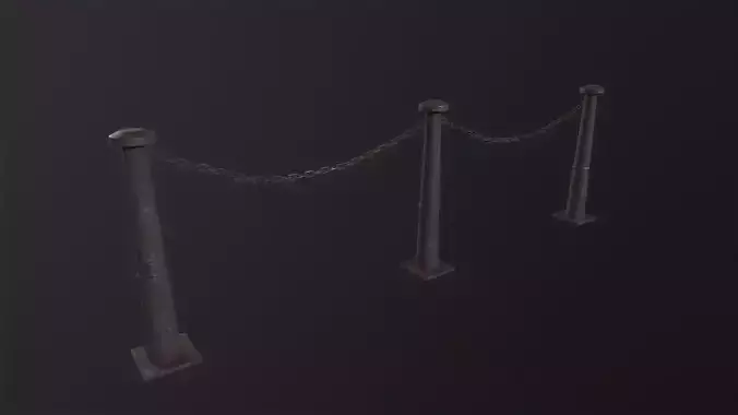 Iron Chain Barrier 3D Model 