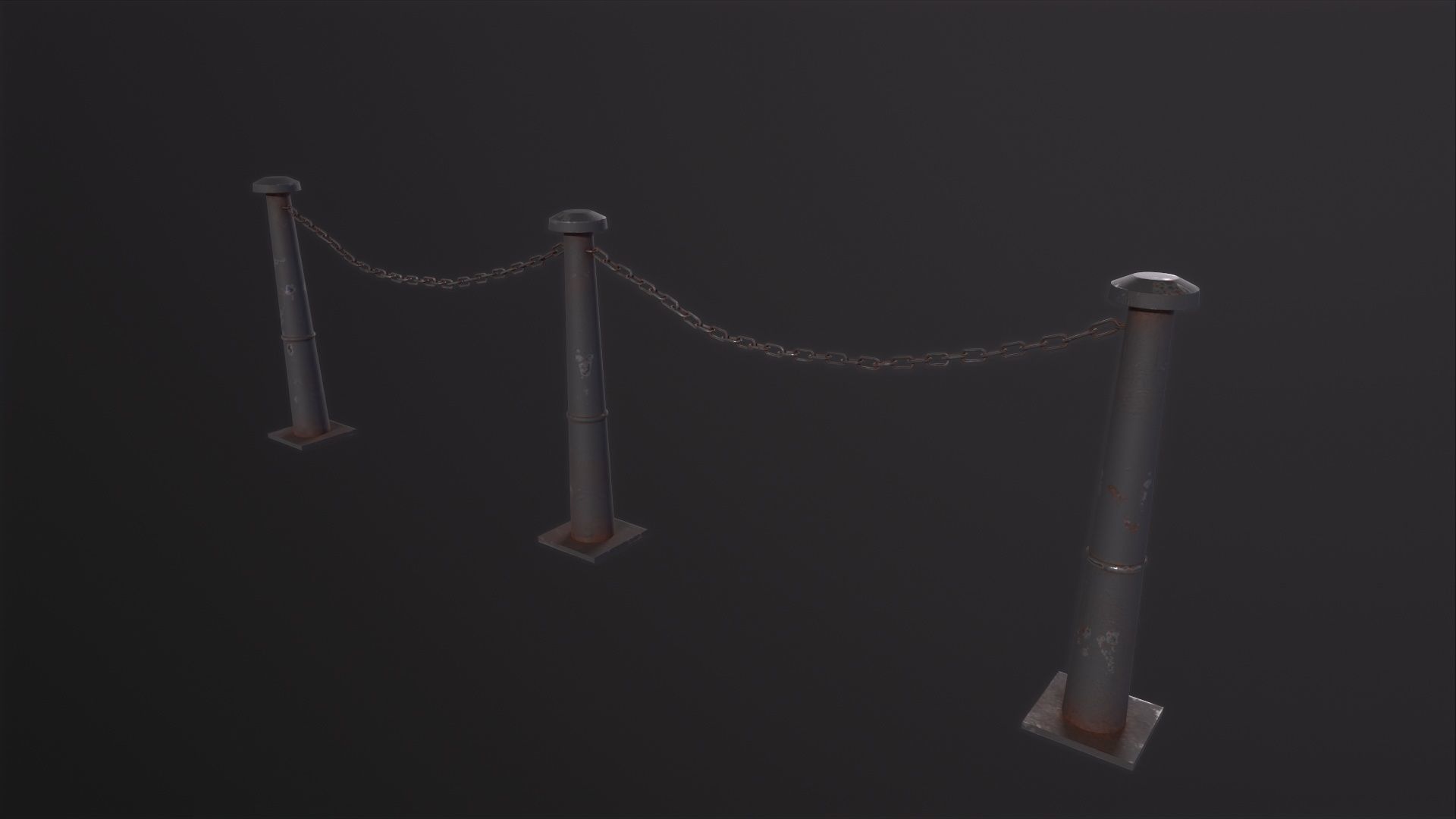 Iron Chain Barrier 3D Model Low-poly 3D model_2