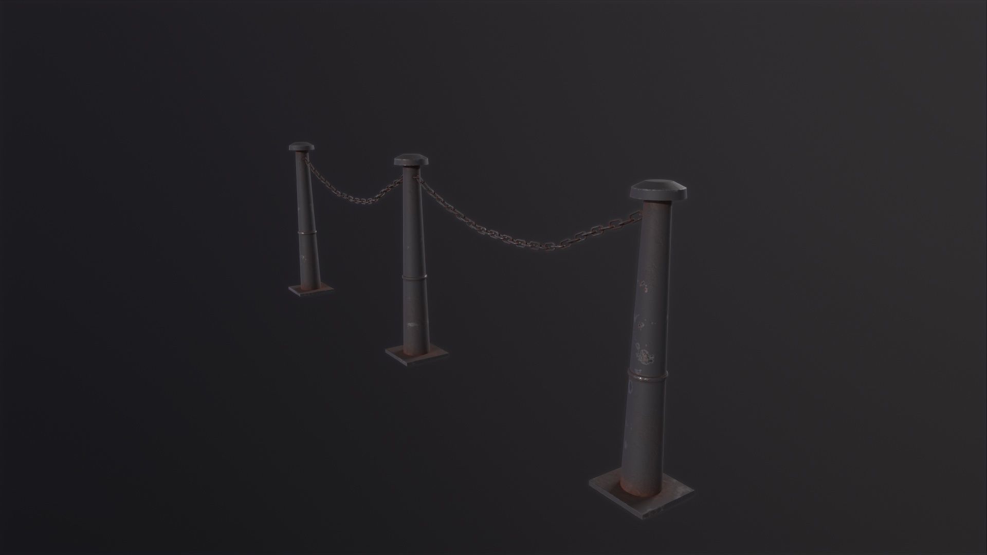 Iron Chain Barrier 3D Model Low-poly 3D model_4