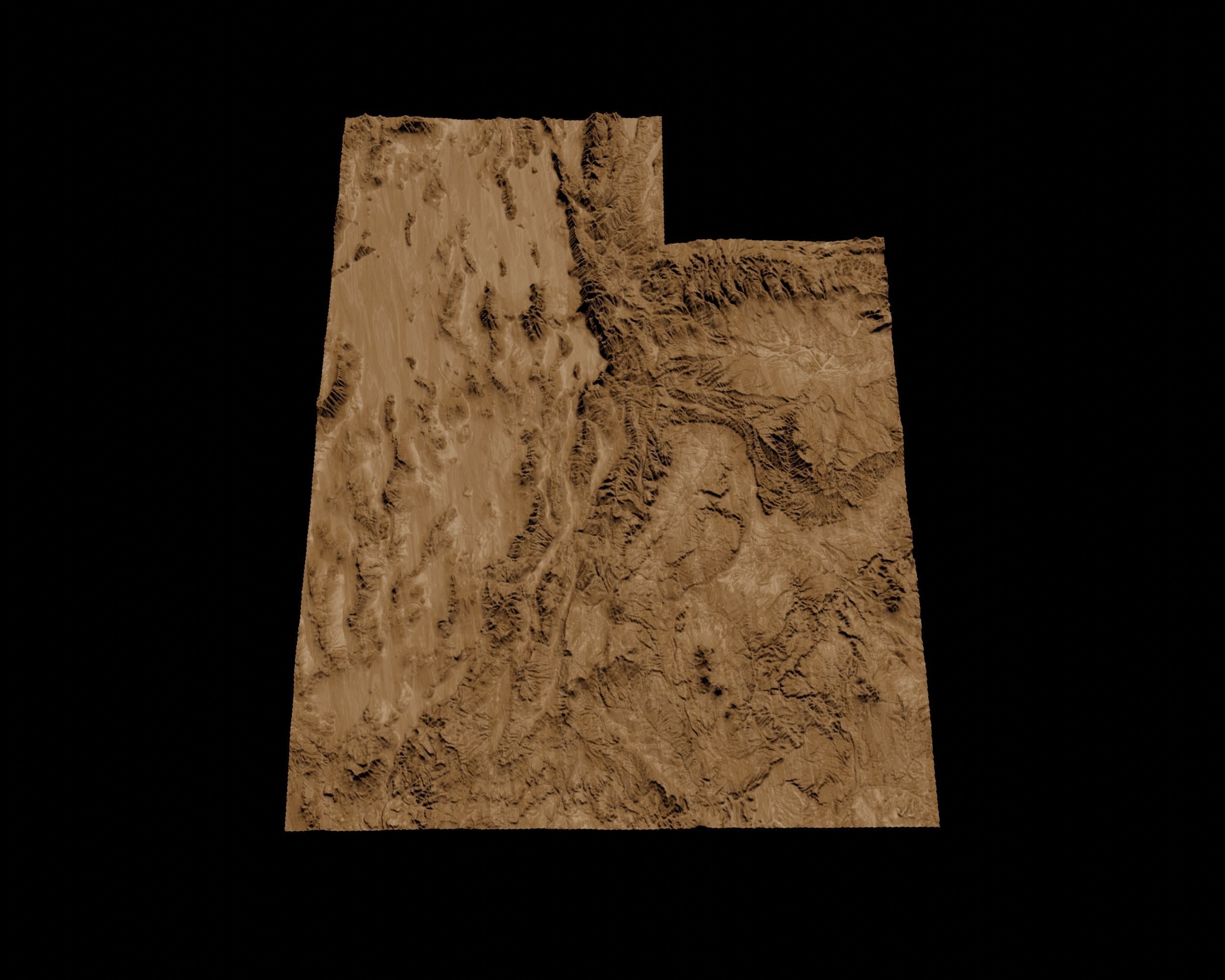3D Topographical Map of Utah 3D print model_2