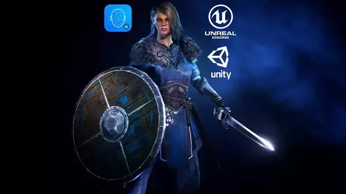 Viking female Low-poly 3D model