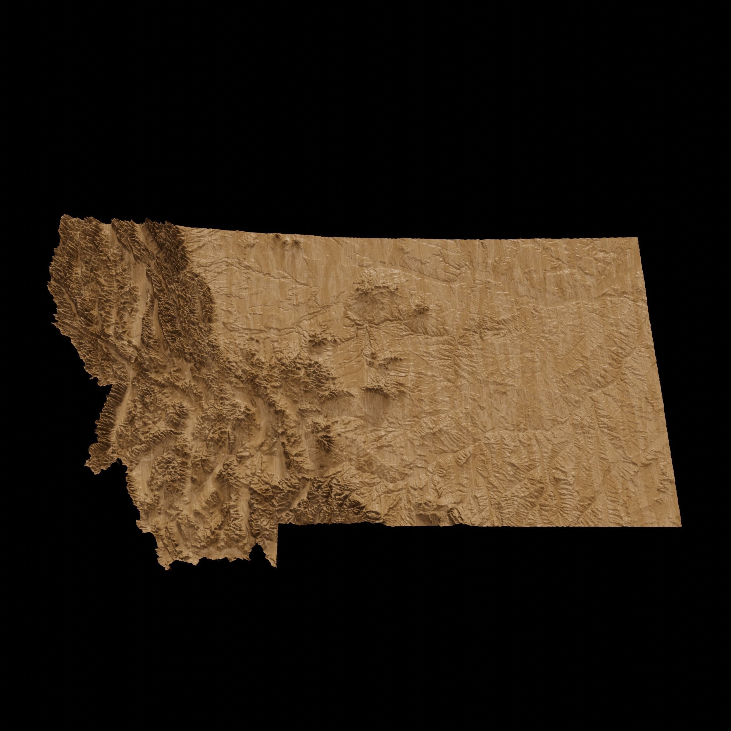 3D Topographical Map of Montana 3D print model_2