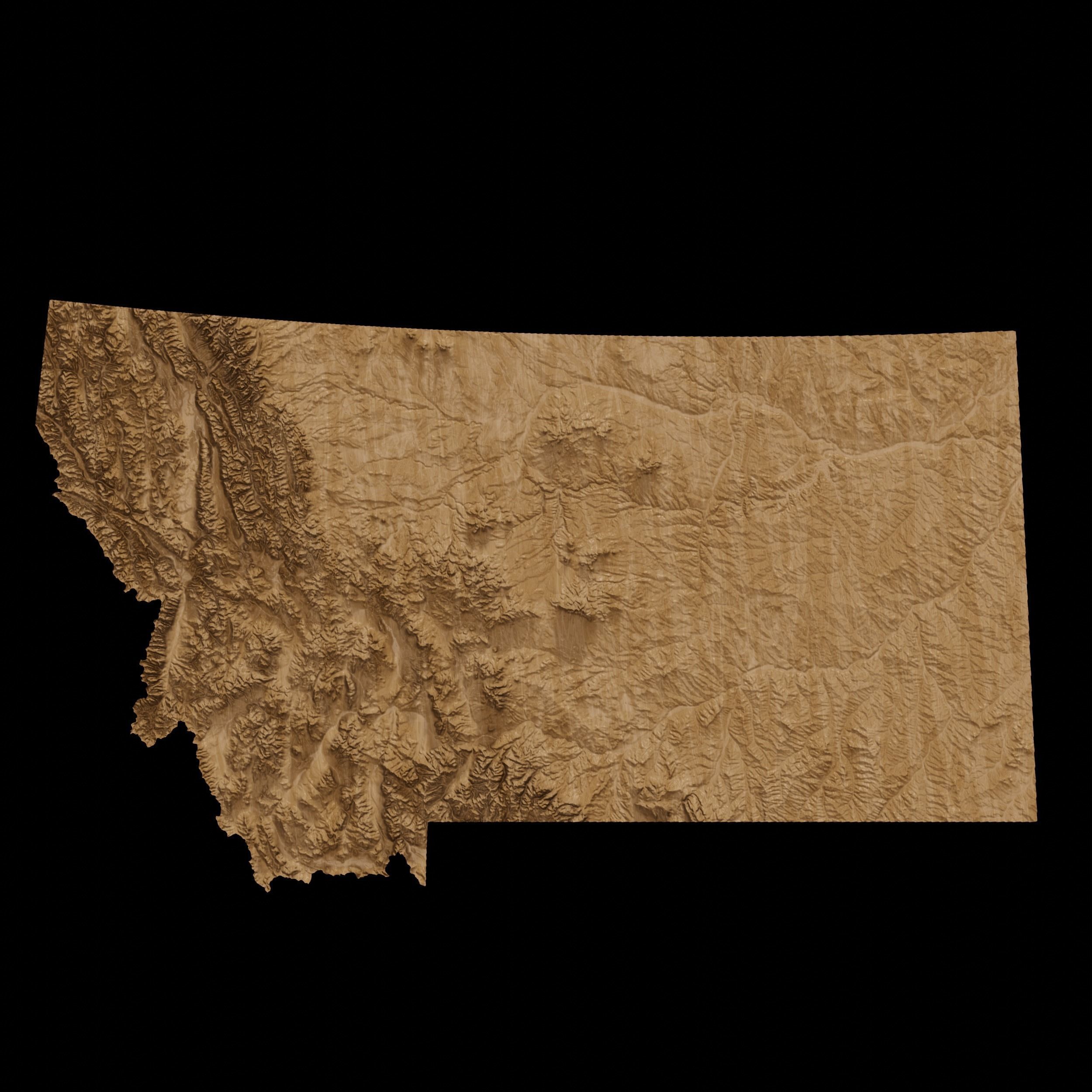 3D Topographical Map of Montana 3D print model_1