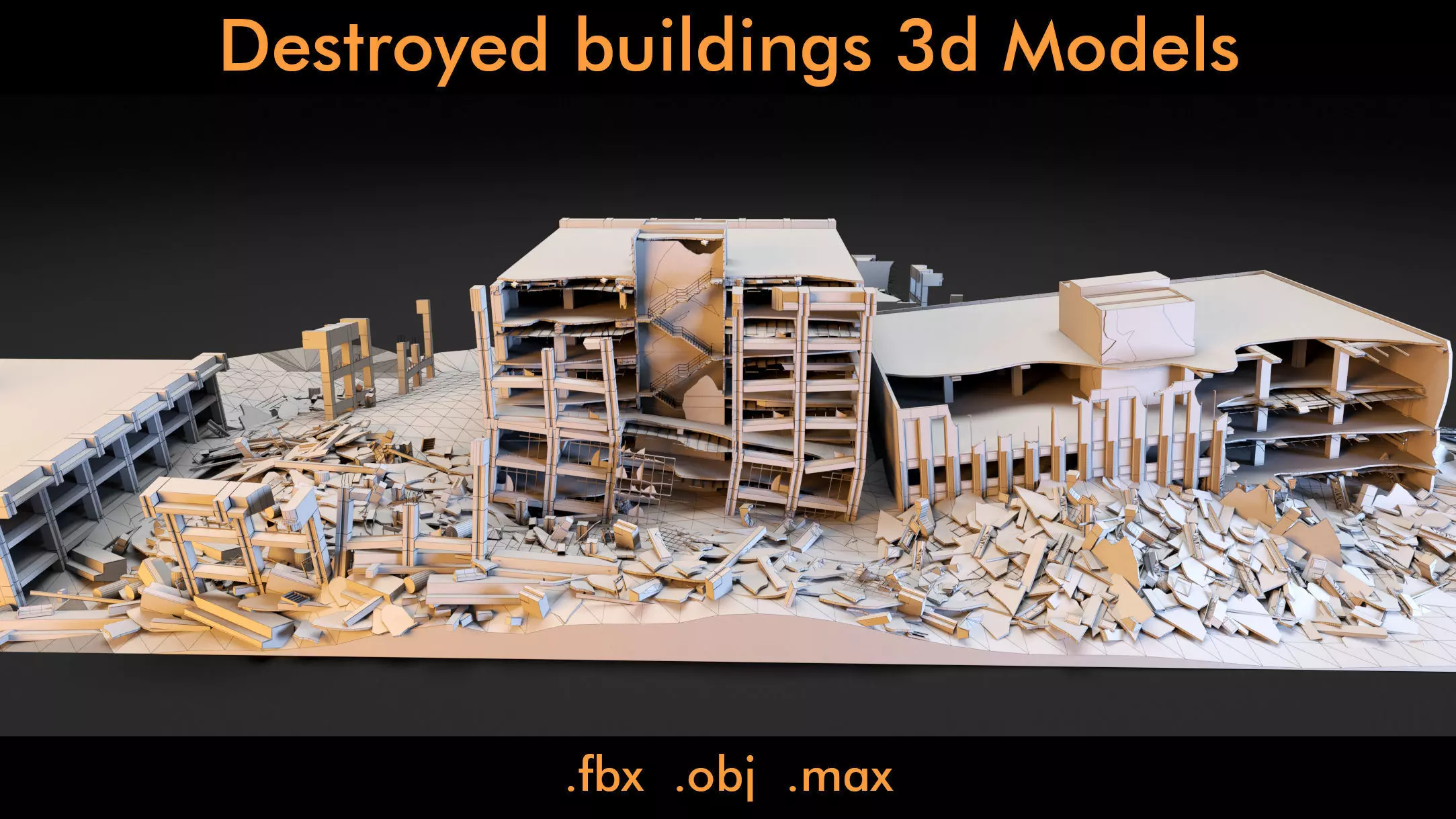 Destroyed Buildings- 3d Model 3D model