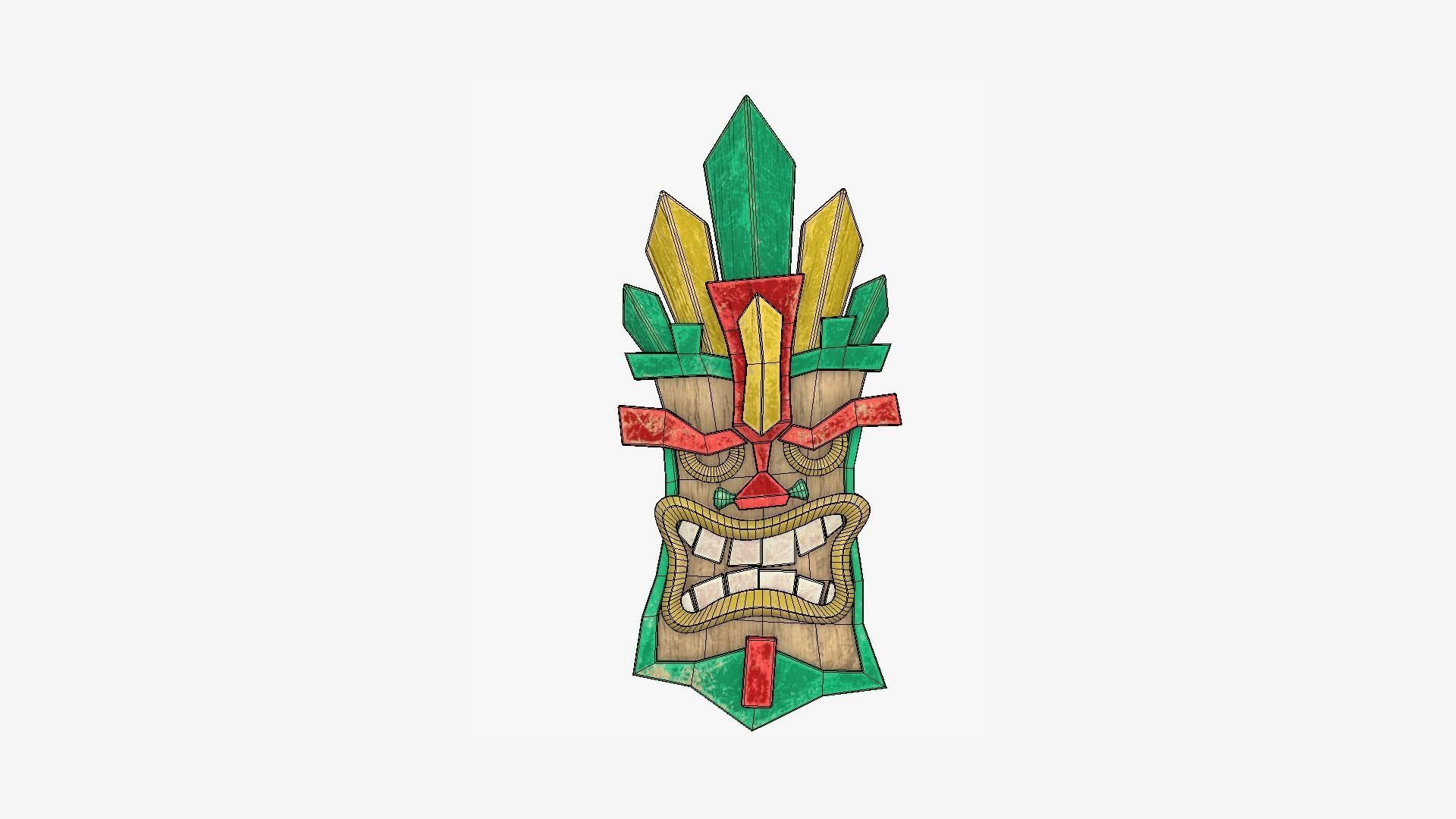 Tribal Mask D01 Colored - Costume Character Design Low-poly 3D model_6
