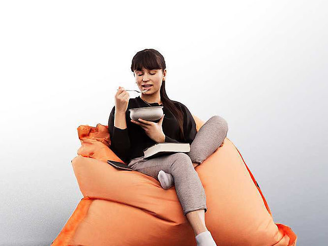 Joana 13104 - Eating Relaxed Woman Sitting On Bean Bag Low-poly 3D model