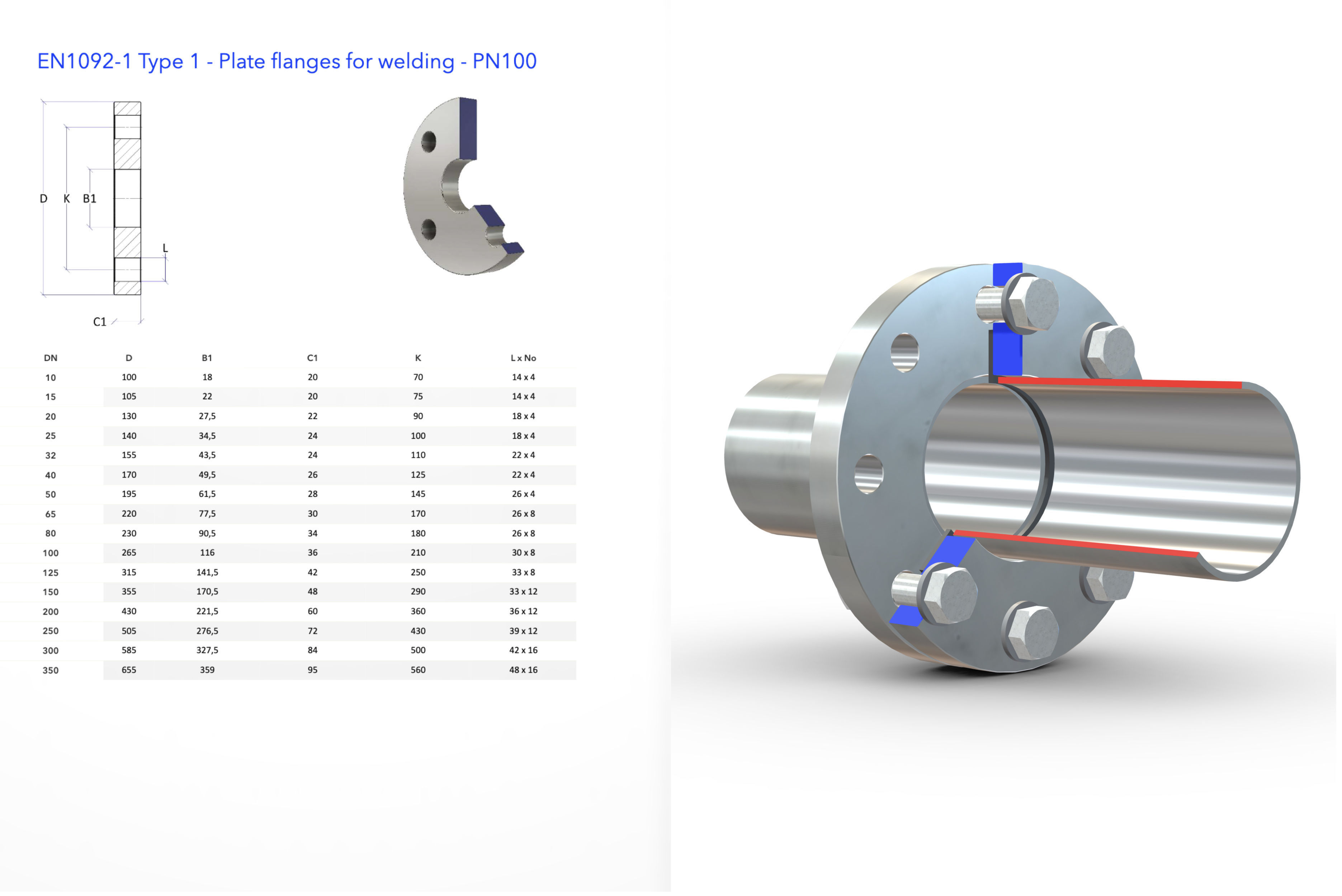 EN1092-1 Type 1 Plate Flanges for Welding 3D model_8