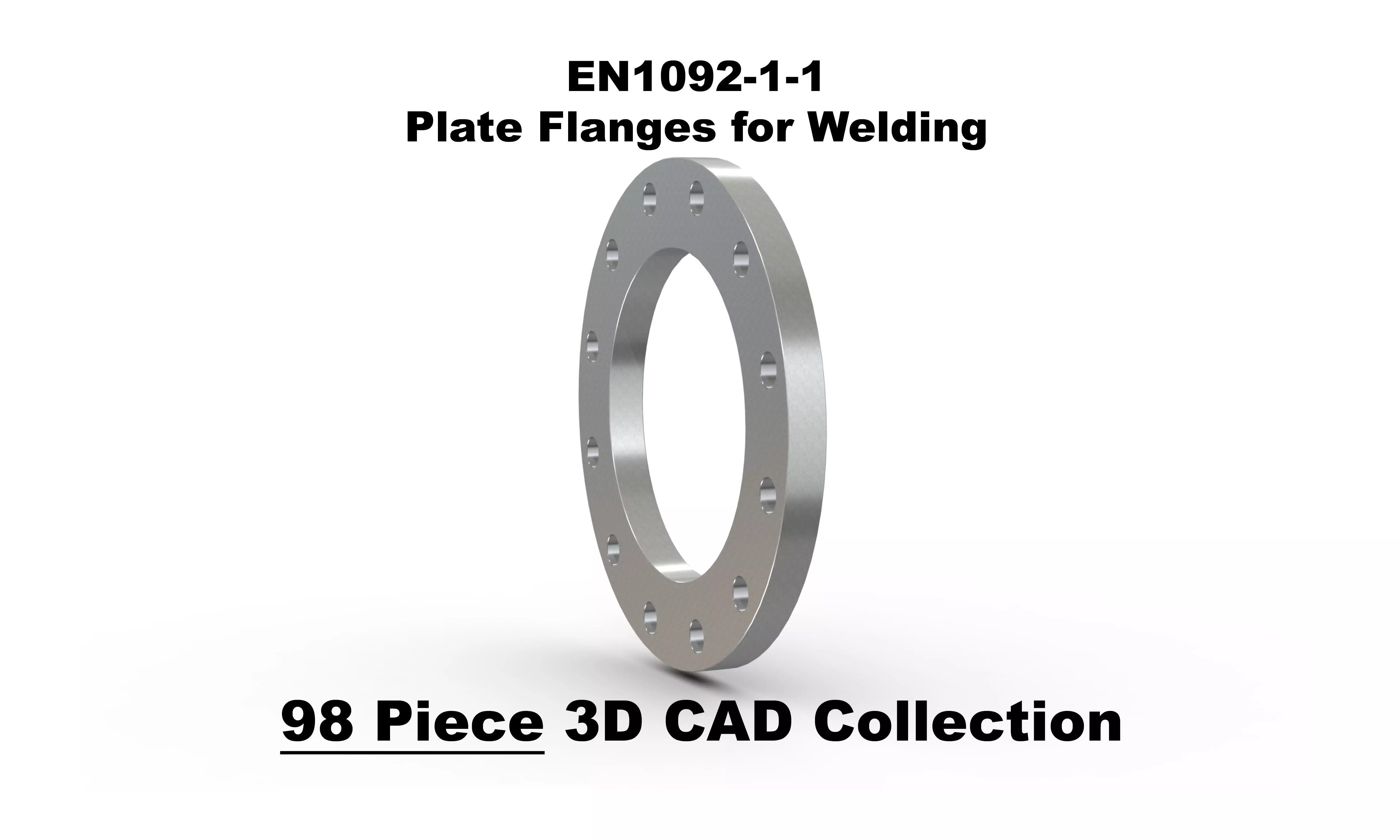 EN1092-1 Type 1 Plate Flanges for Welding 3D model_0