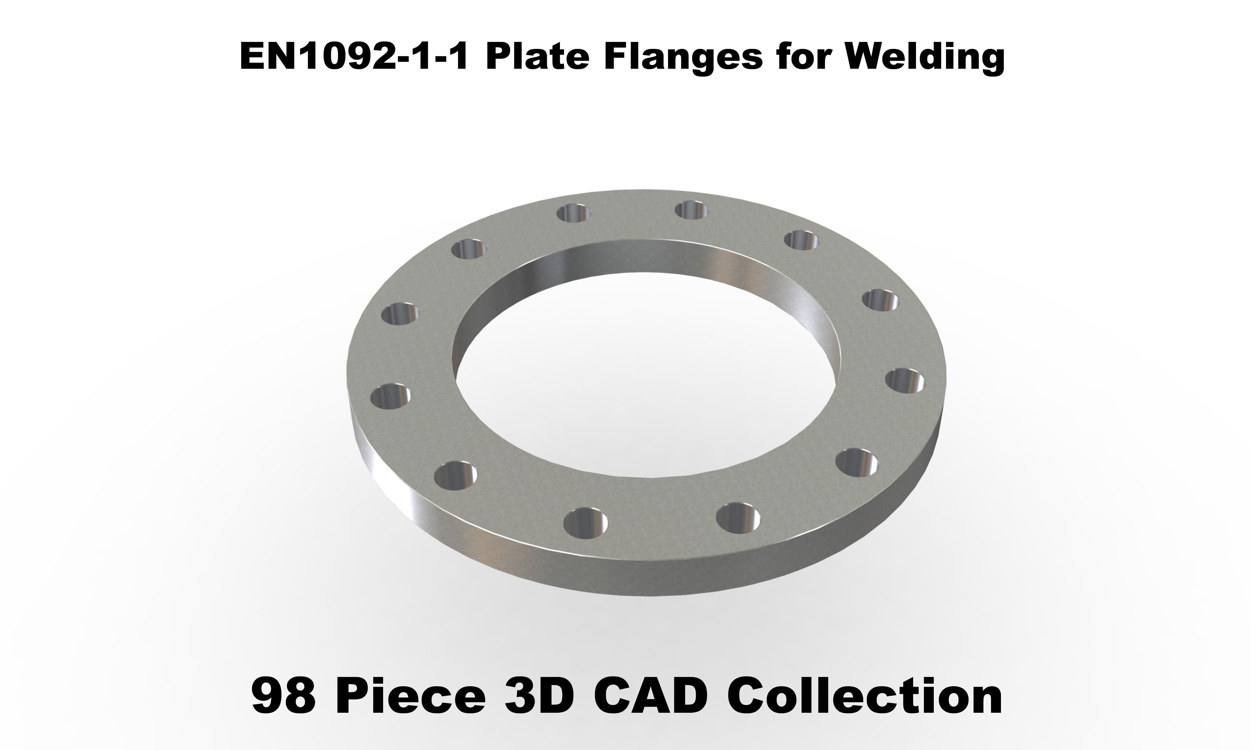 EN1092-1 Type 1 Plate Flanges for Welding 3D model_3