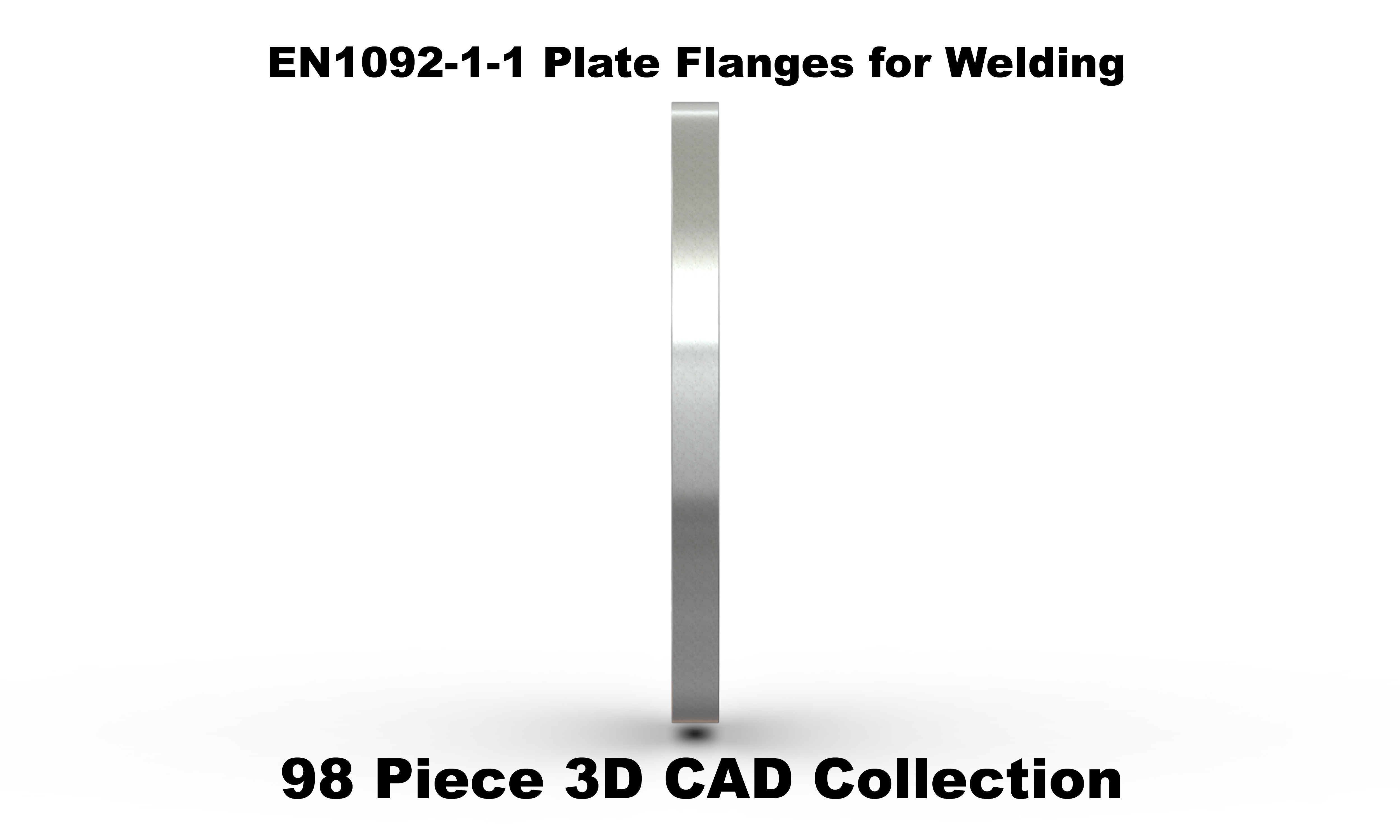 EN1092-1 Type 1 Plate Flanges for Welding 3D model_1
