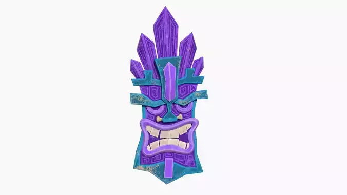 Tribal Mask D02 Purple Blue - Costume Character Design Low-poly 3D model