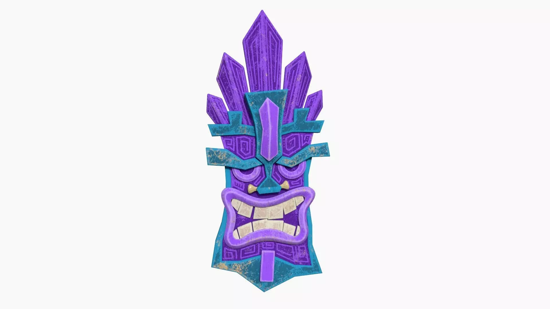 Tribal Mask D02 Purple Blue - Costume Character Design Low-poly 3D model_0