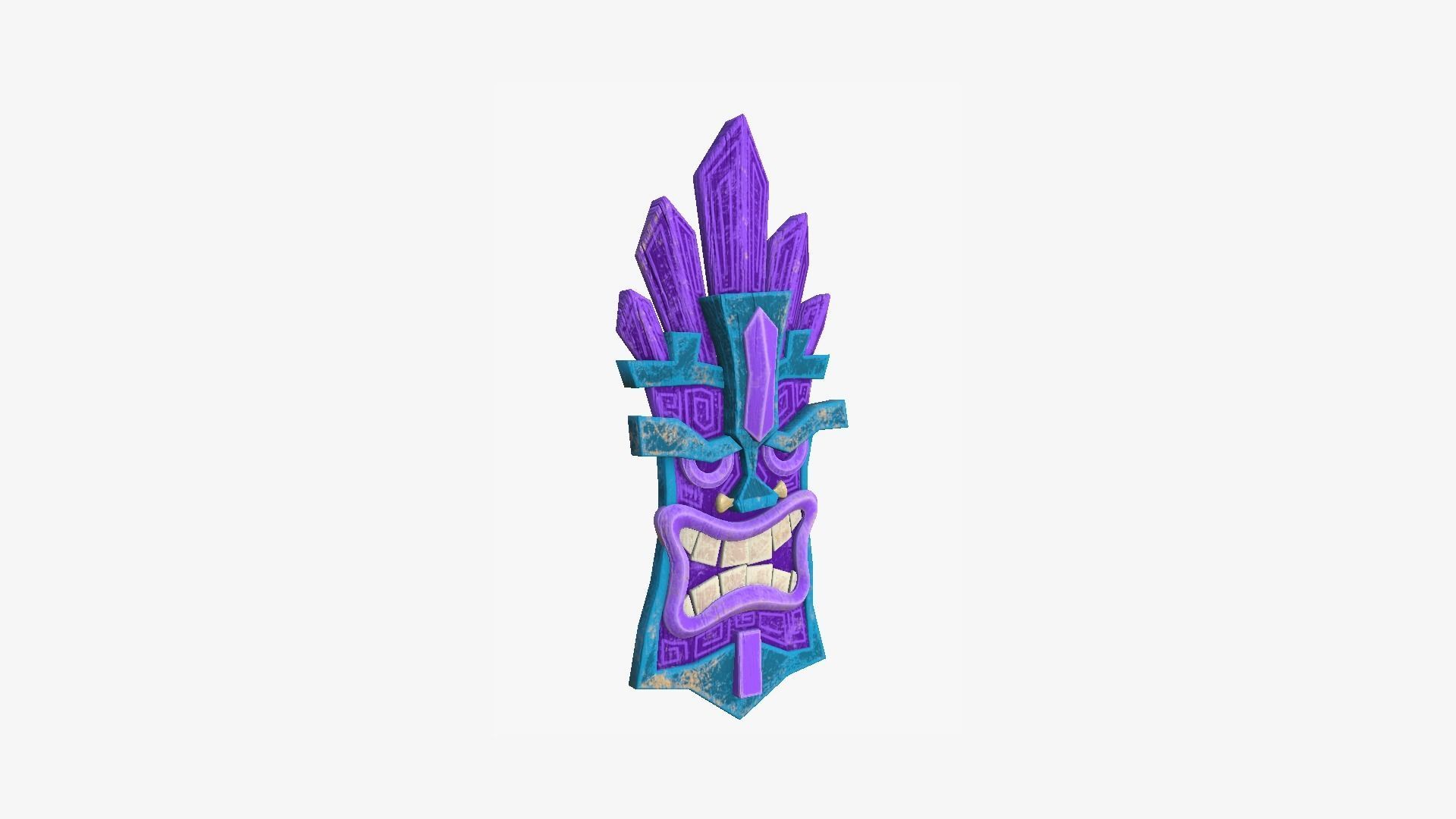 Tribal Mask D02 Purple Blue - Costume Character Design Low-poly 3D model_1