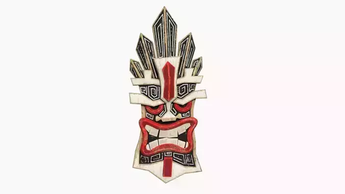 Tribal Mask D03 Black Red - Costume Character Design Low-poly 3D model