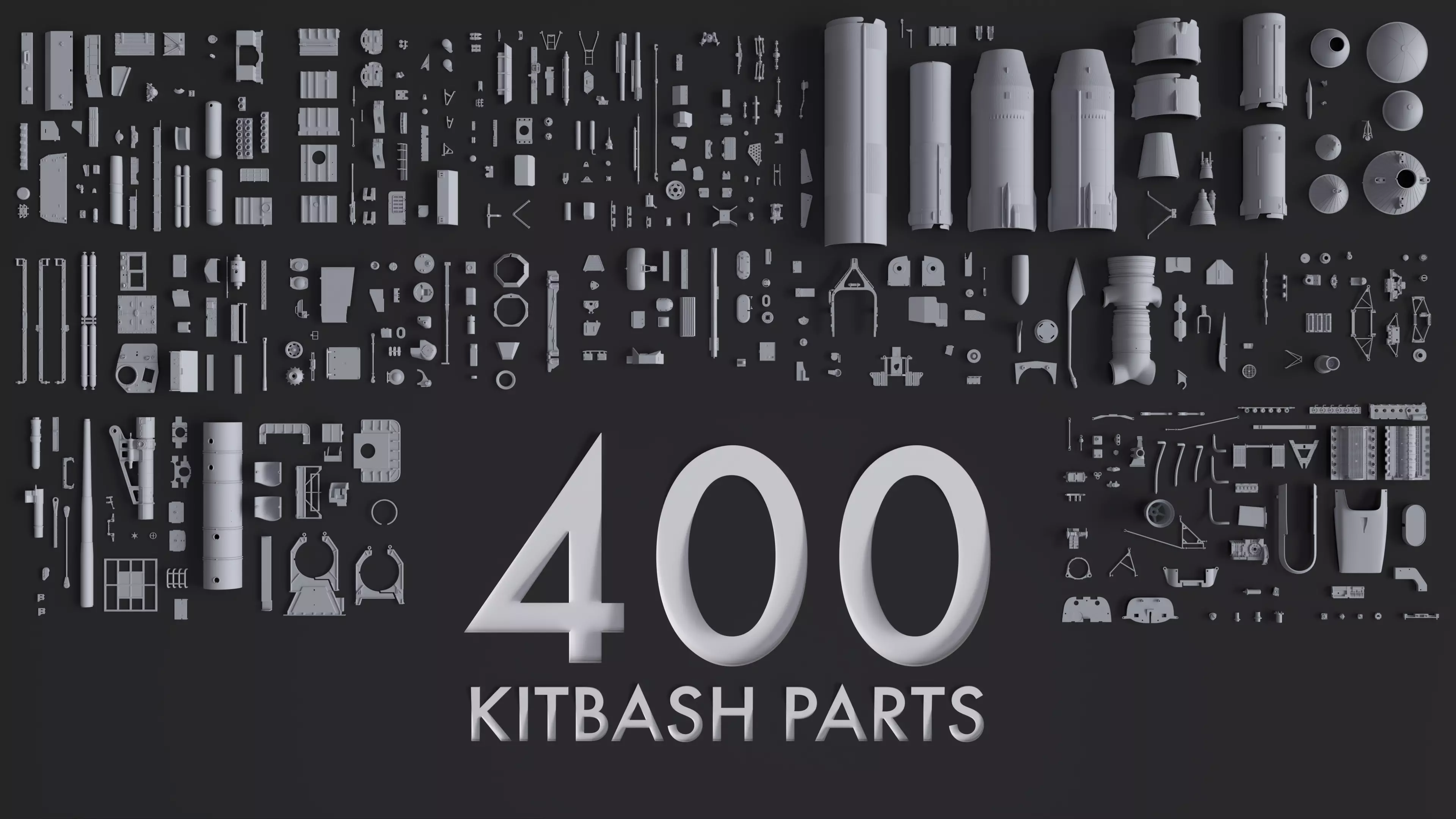 Kitbash Kit - 400 Original Star Wars Parts 3D model_0