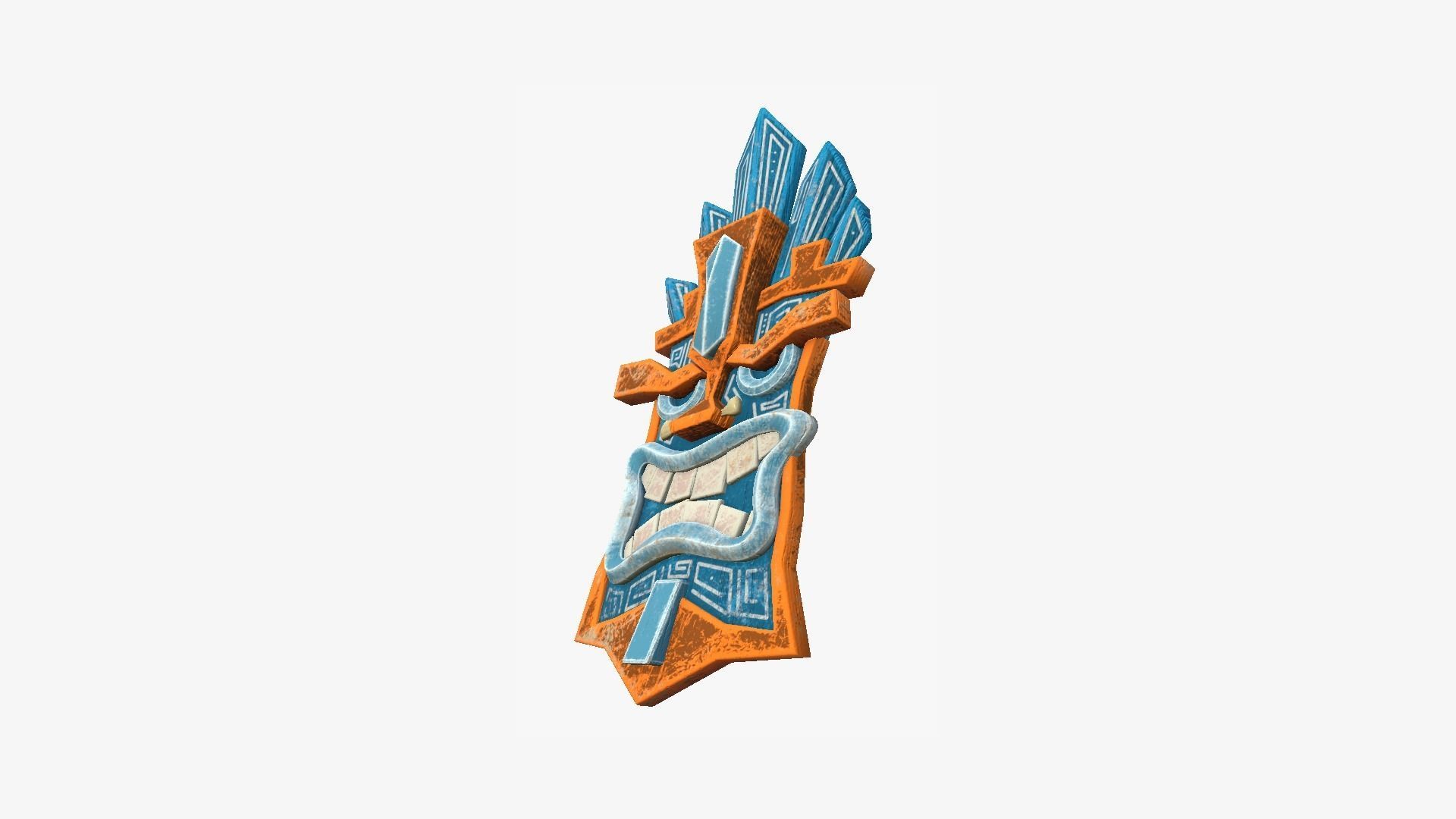 Tribal Mask D04 Blue Orange - Costume Character Design Low-poly 3D model_4
