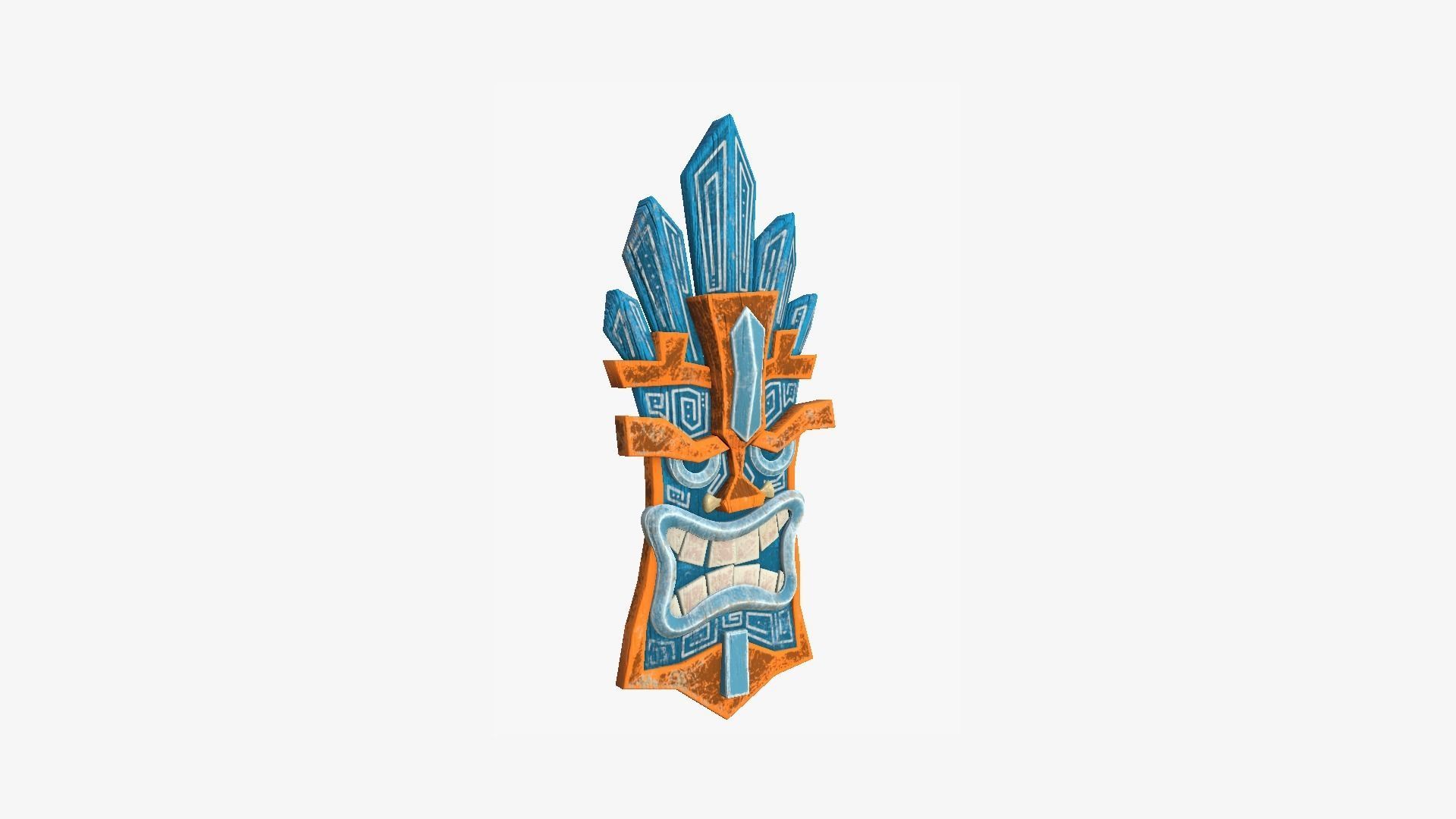 Tribal Mask D04 Blue Orange - Costume Character Design Low-poly 3D model_1