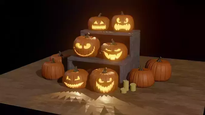 Halloween Jack O lanturns Pack with Original Pumpkins Game Ready