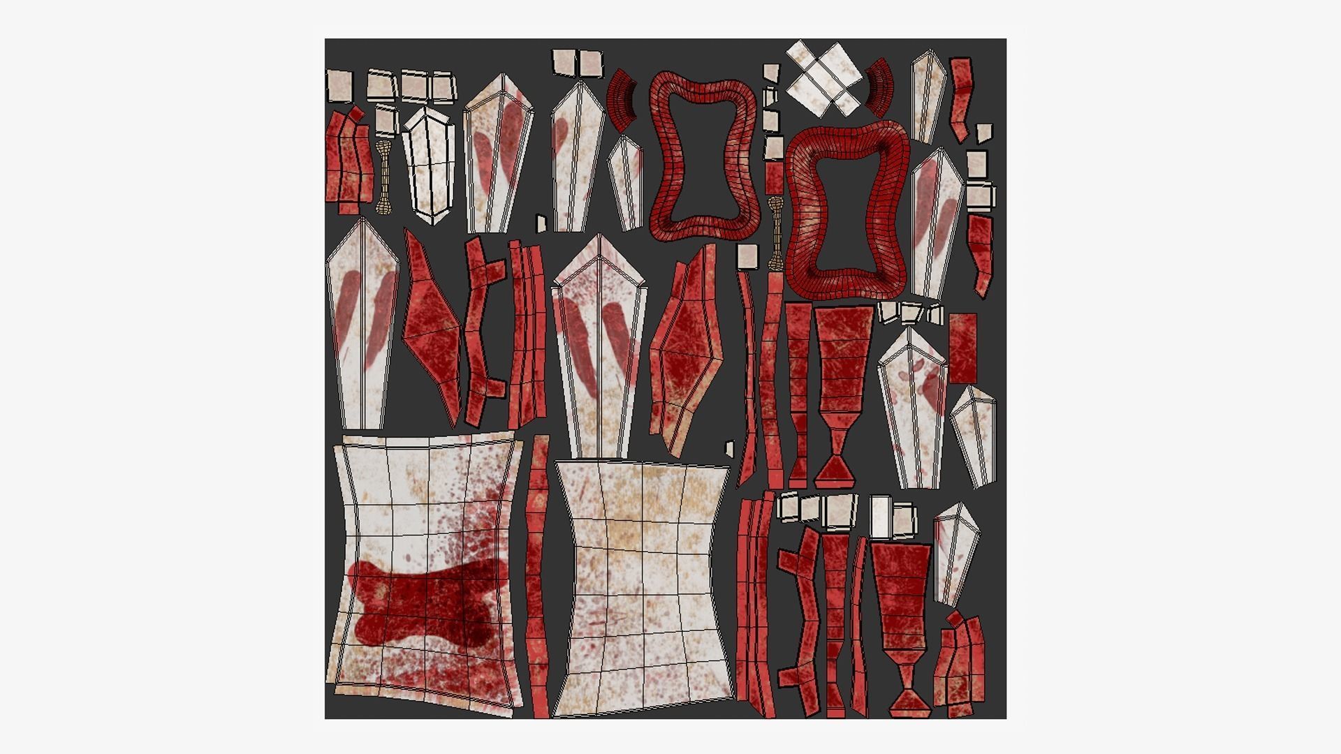 Tribal Mask D05 White Bloody - Costume Character Design Low-poly 3D model_5