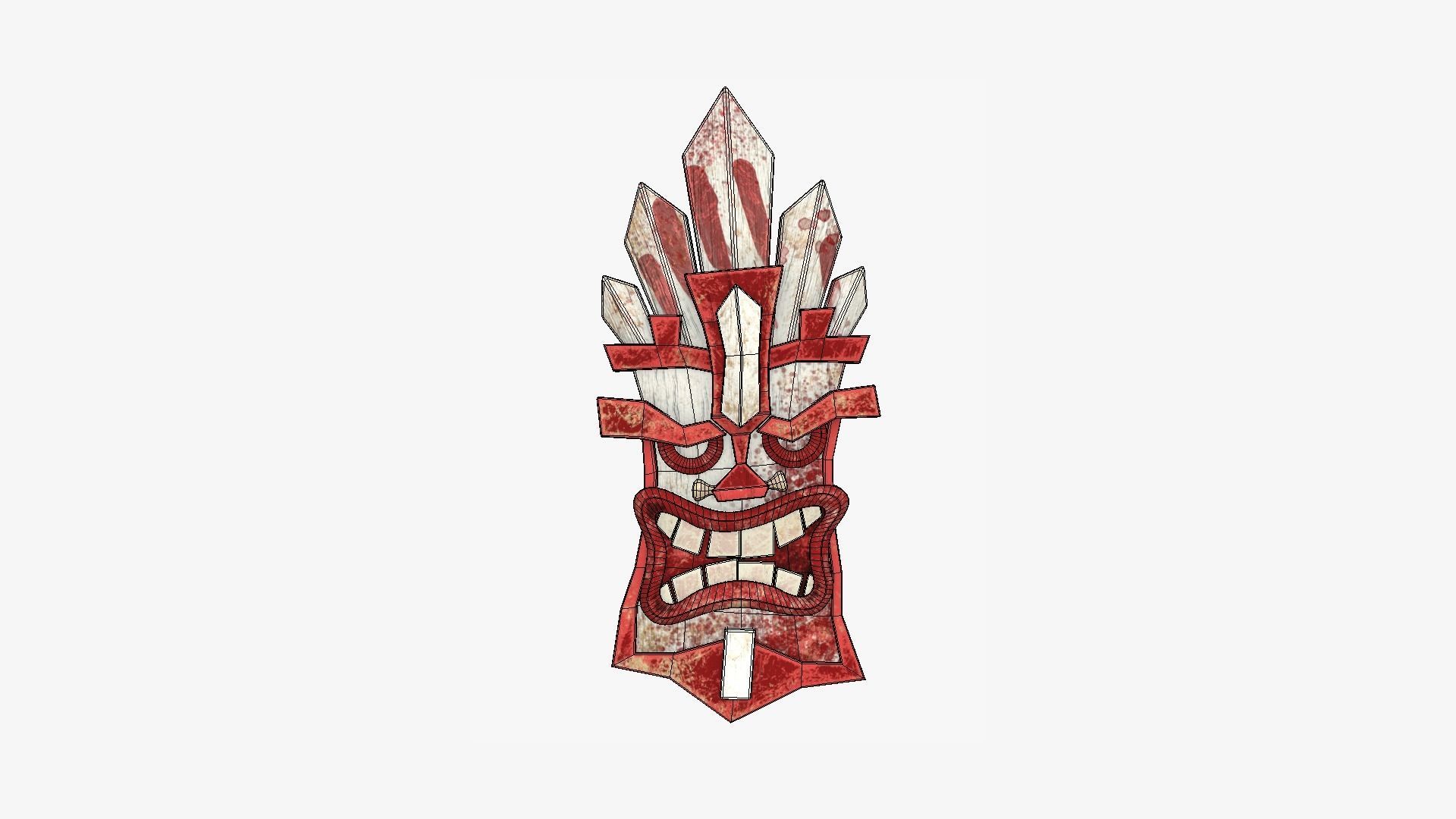 Tribal Mask D05 White Bloody - Costume Character Design Low-poly 3D model_6